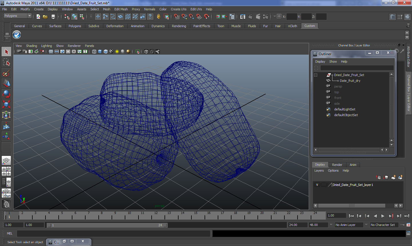 3D model Dried Date Fruit Set