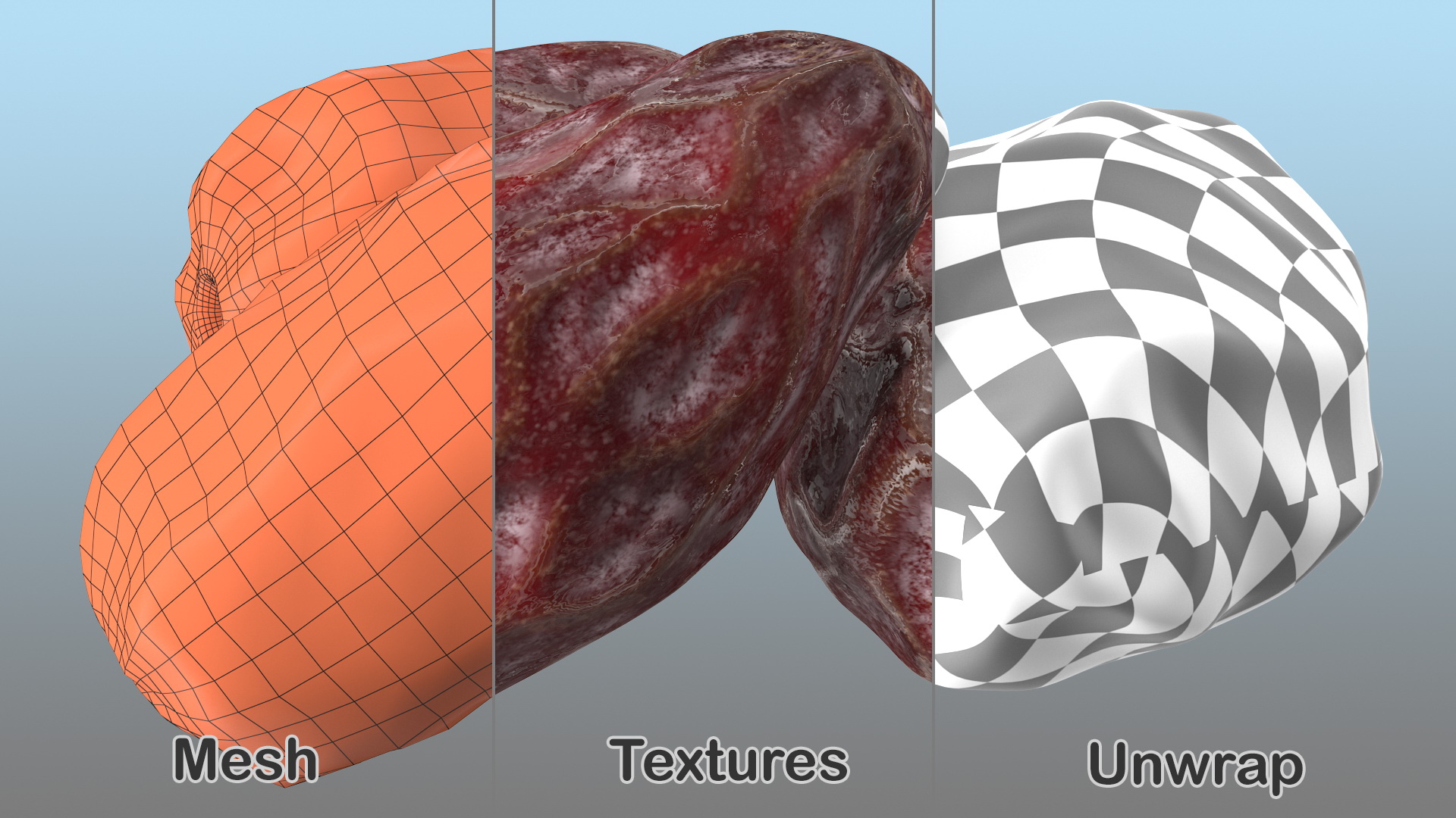3D model Dried Date Fruit Set