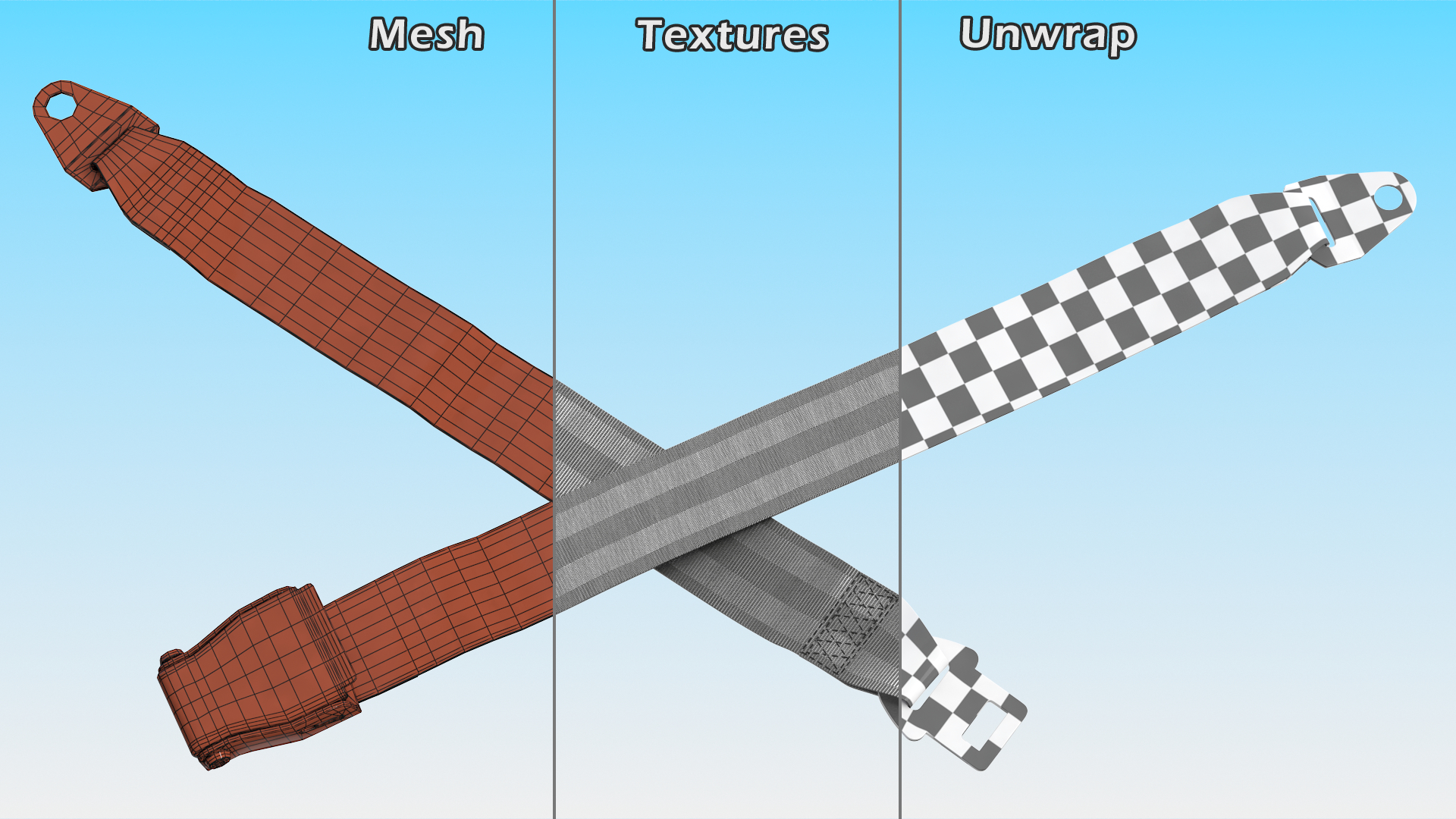 Airplane Seat Belt Type A Extender Grey 3D model