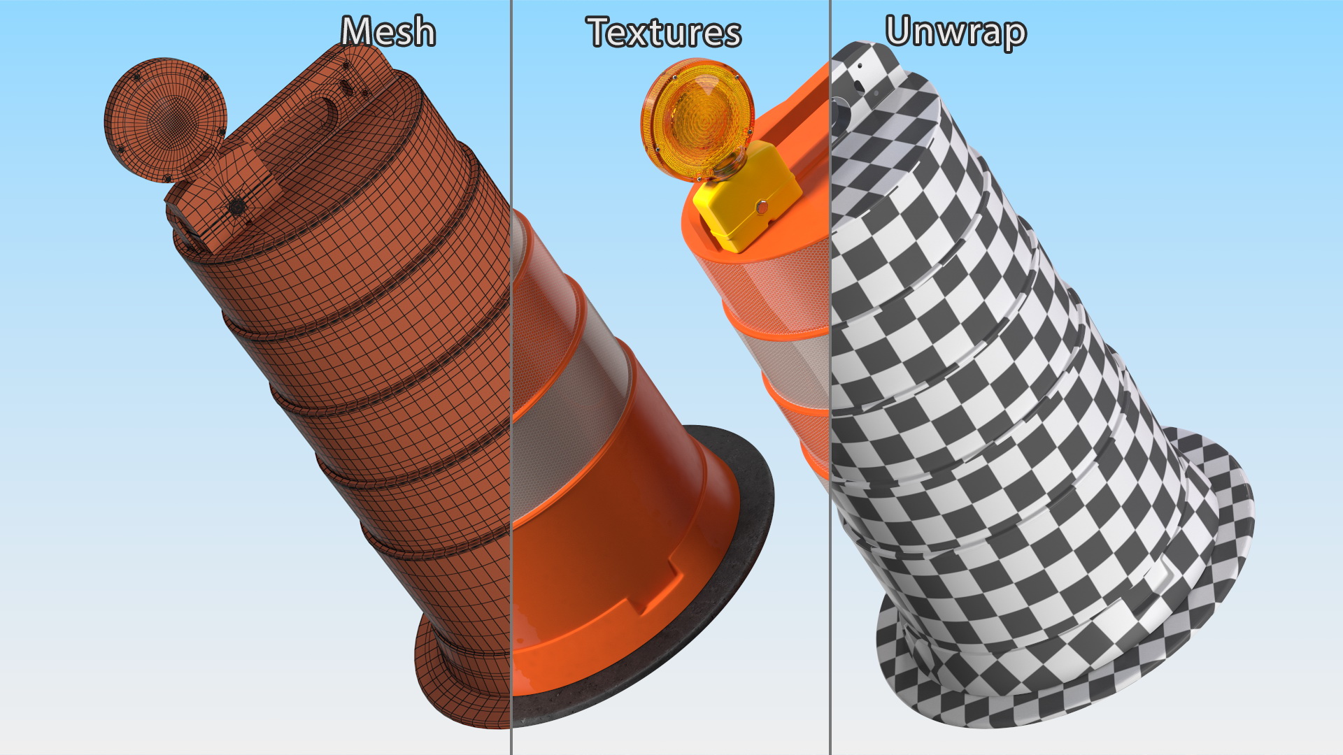 3D model Traffic Safety Barrel with Warning Light
