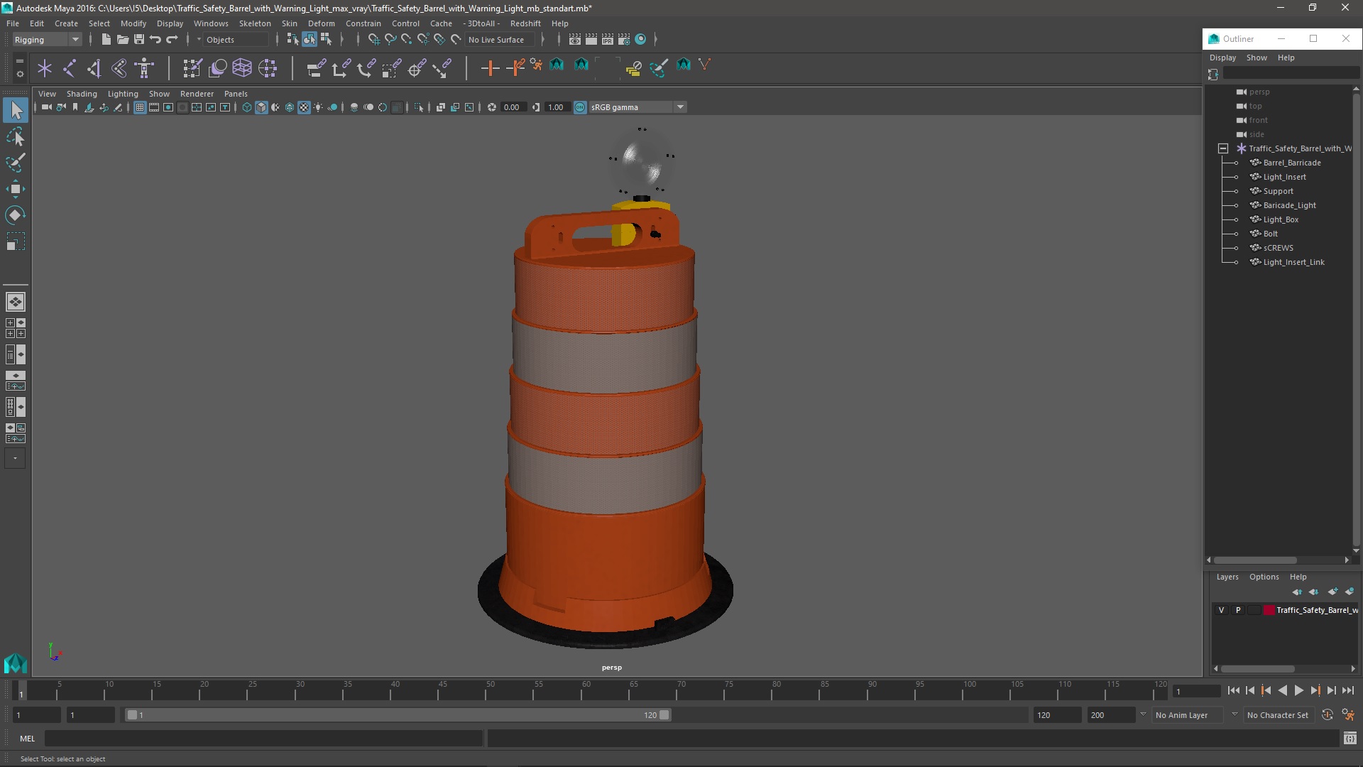 3D model Traffic Safety Barrel with Warning Light
