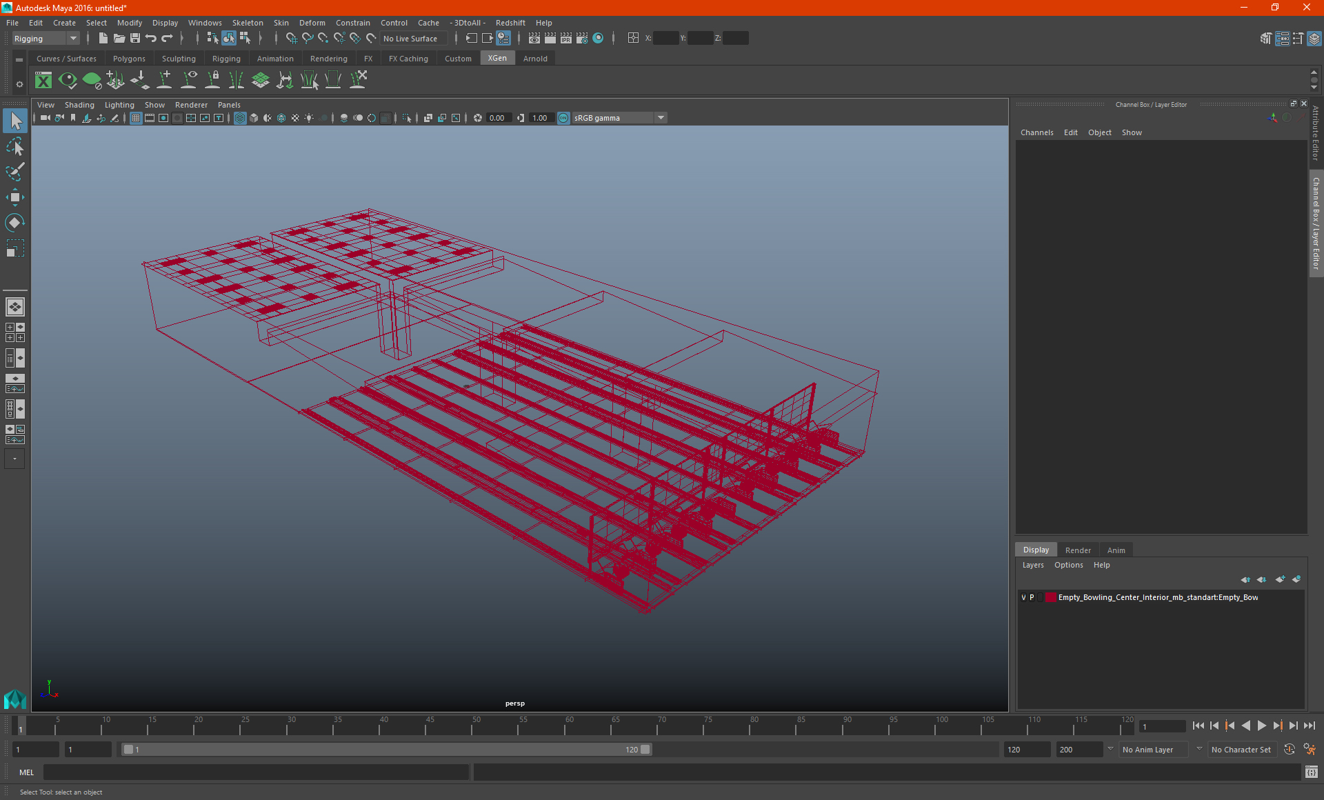 Empty Bowling Center Interior 3D model