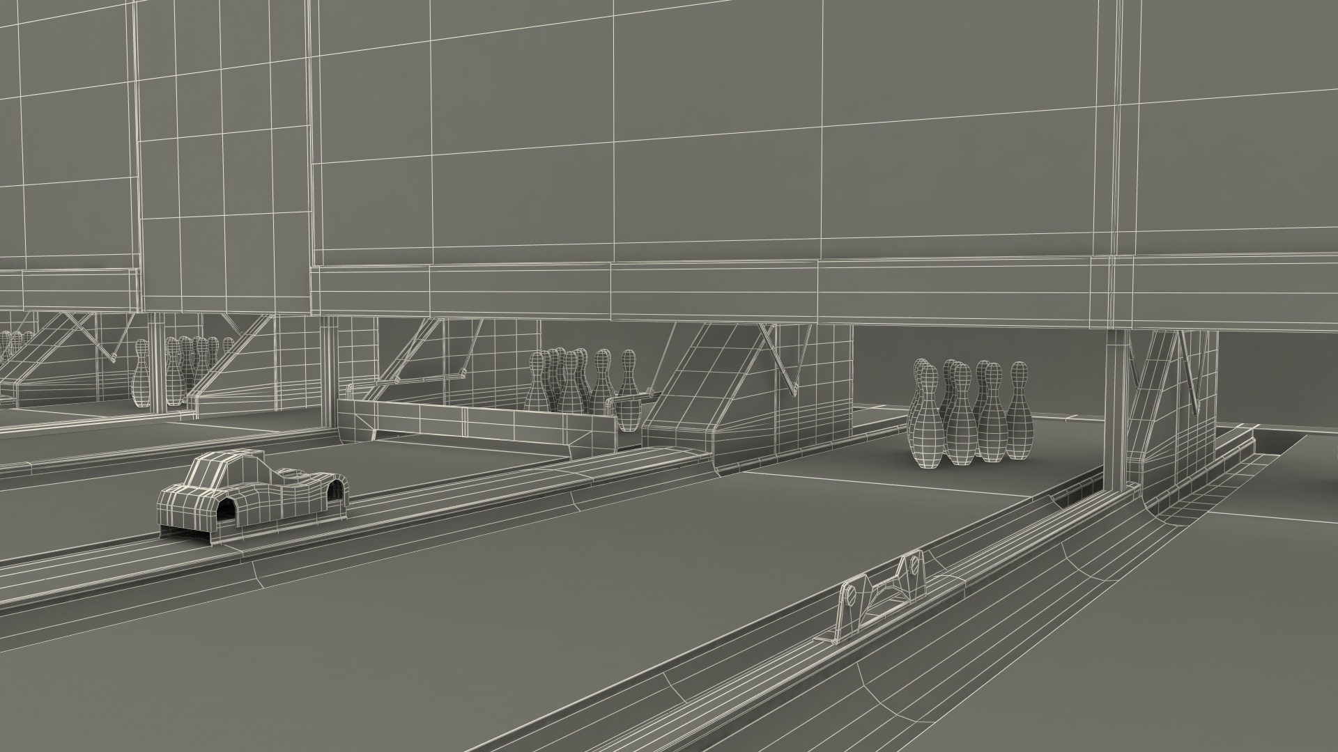 Empty Bowling Center Interior 3D model