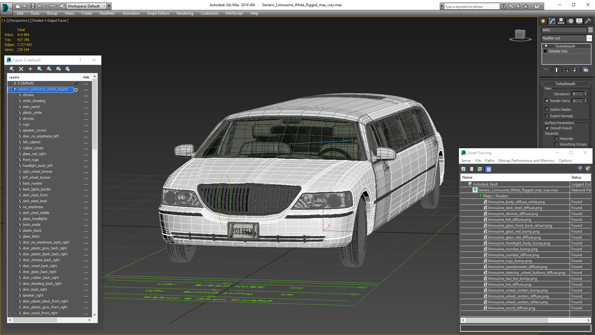 3D model Generic Limousine White Rigged