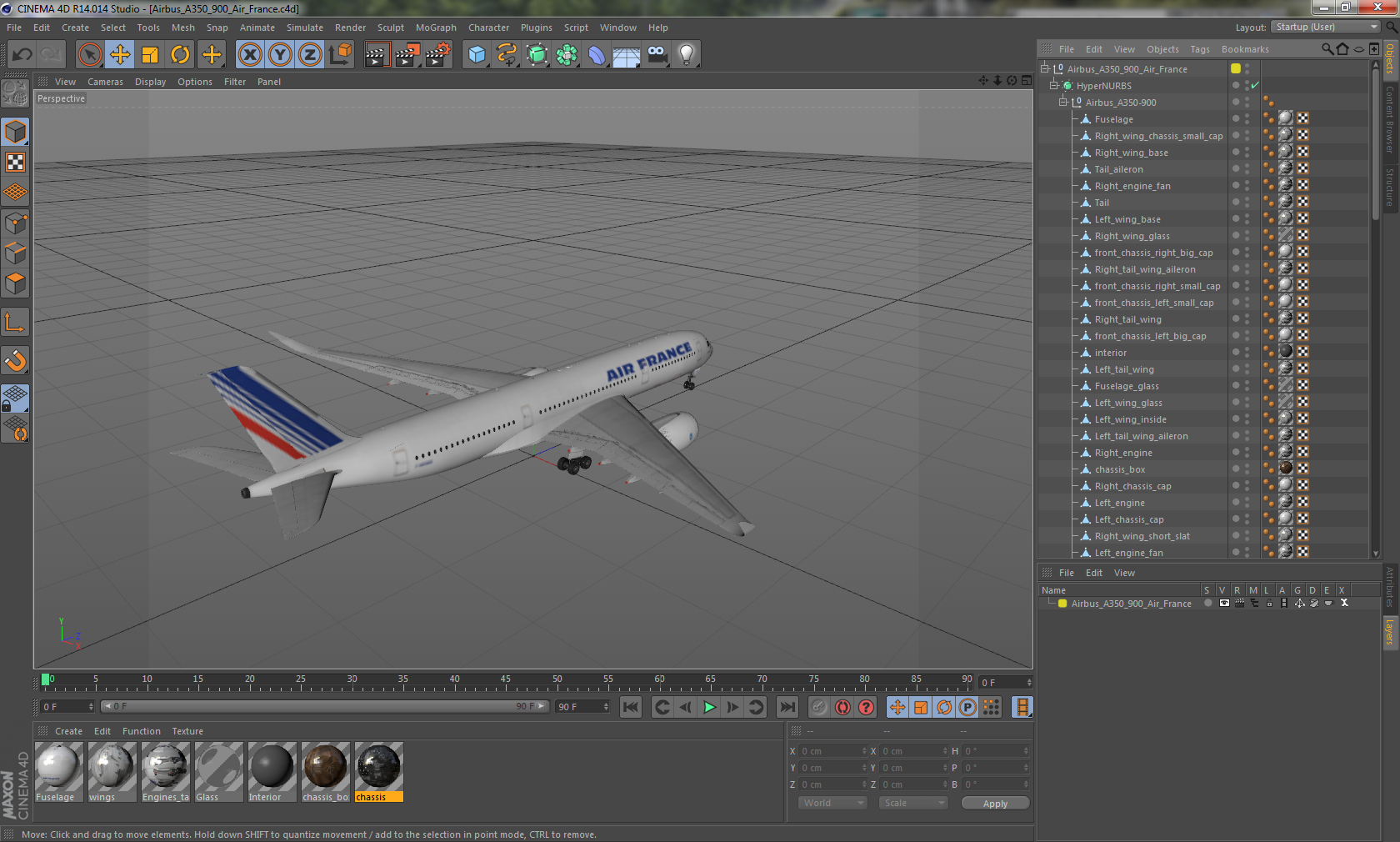 3D Airbus A350 900 Air France