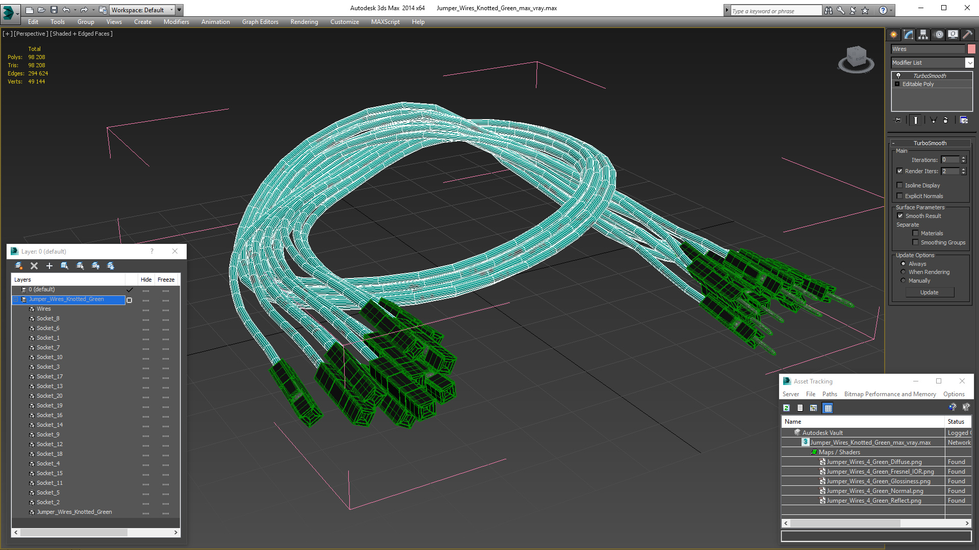 3D Jumper Wires Knotted Green