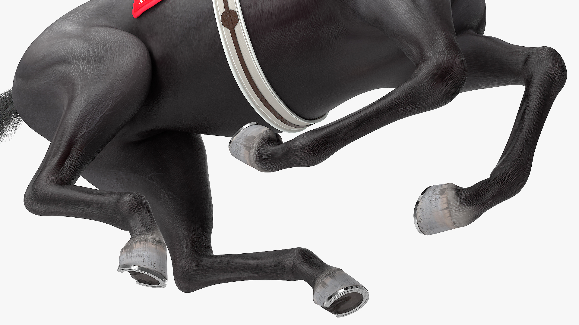 3D model Gallop Black Racing Horse with Jokey Fur