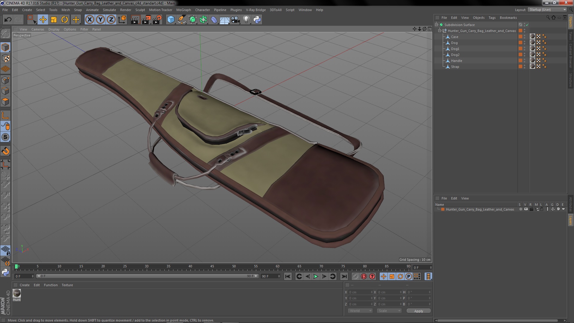 Hunter Gun Carry Bag Leather and Canvas 3D model