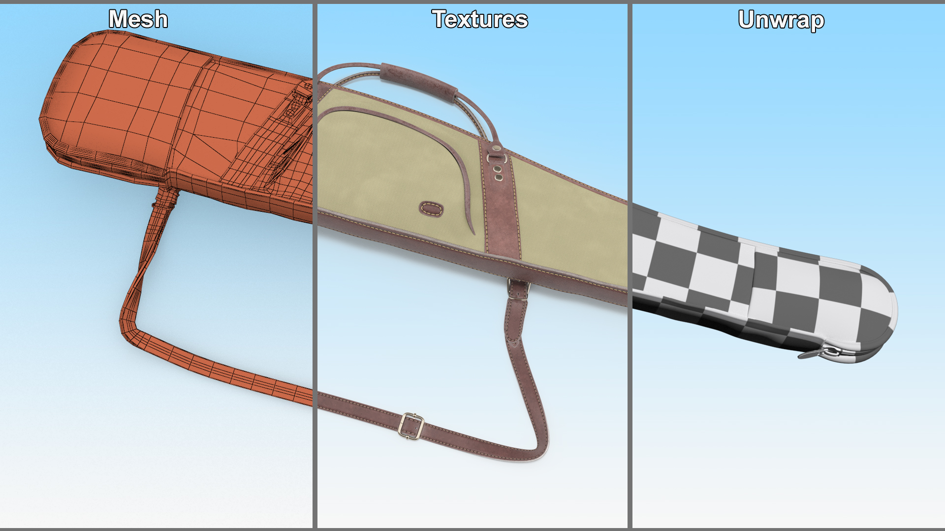 Hunter Gun Carry Bag Leather and Canvas 3D model