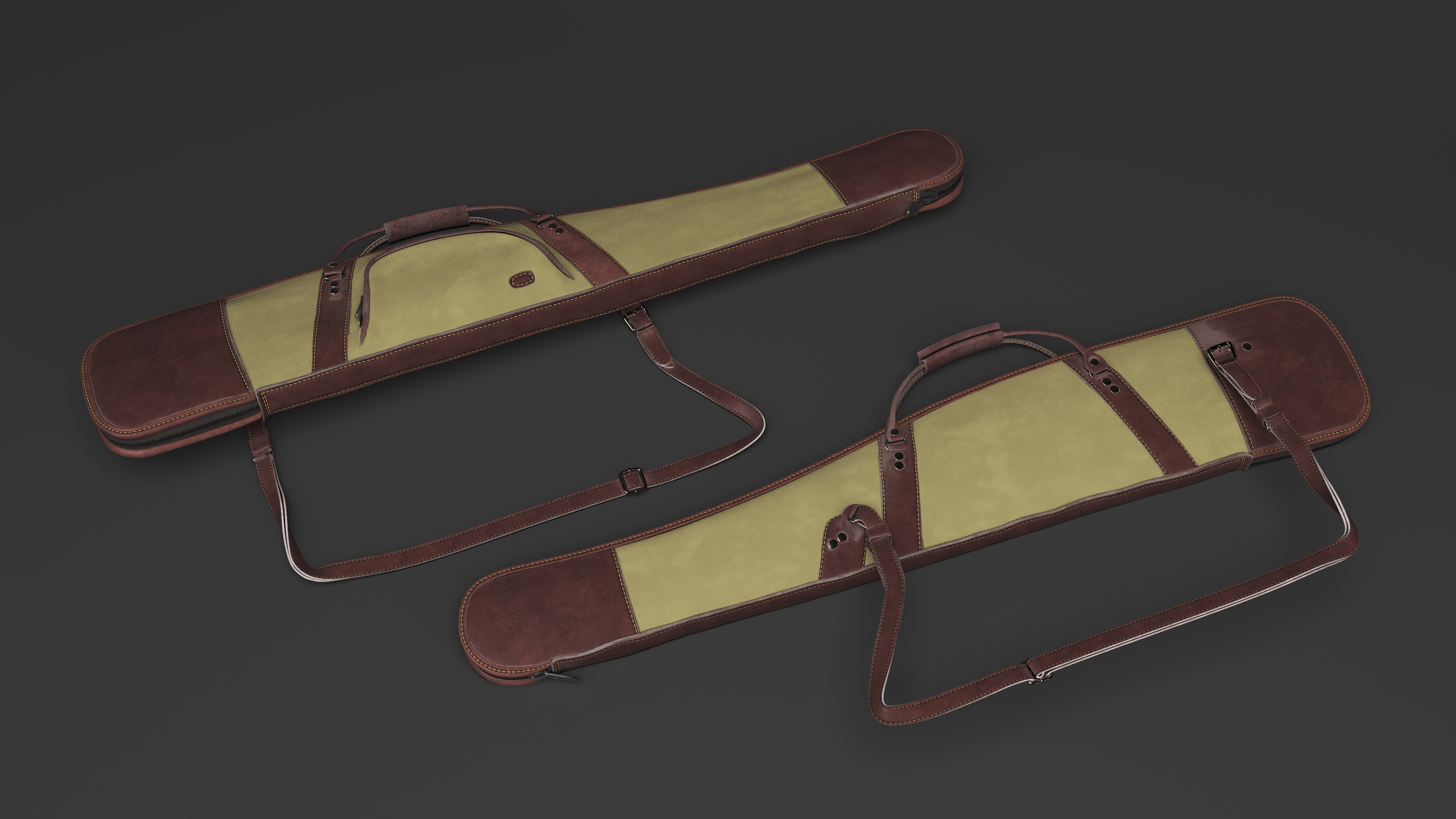 Hunter Gun Carry Bag Leather and Canvas 3D model