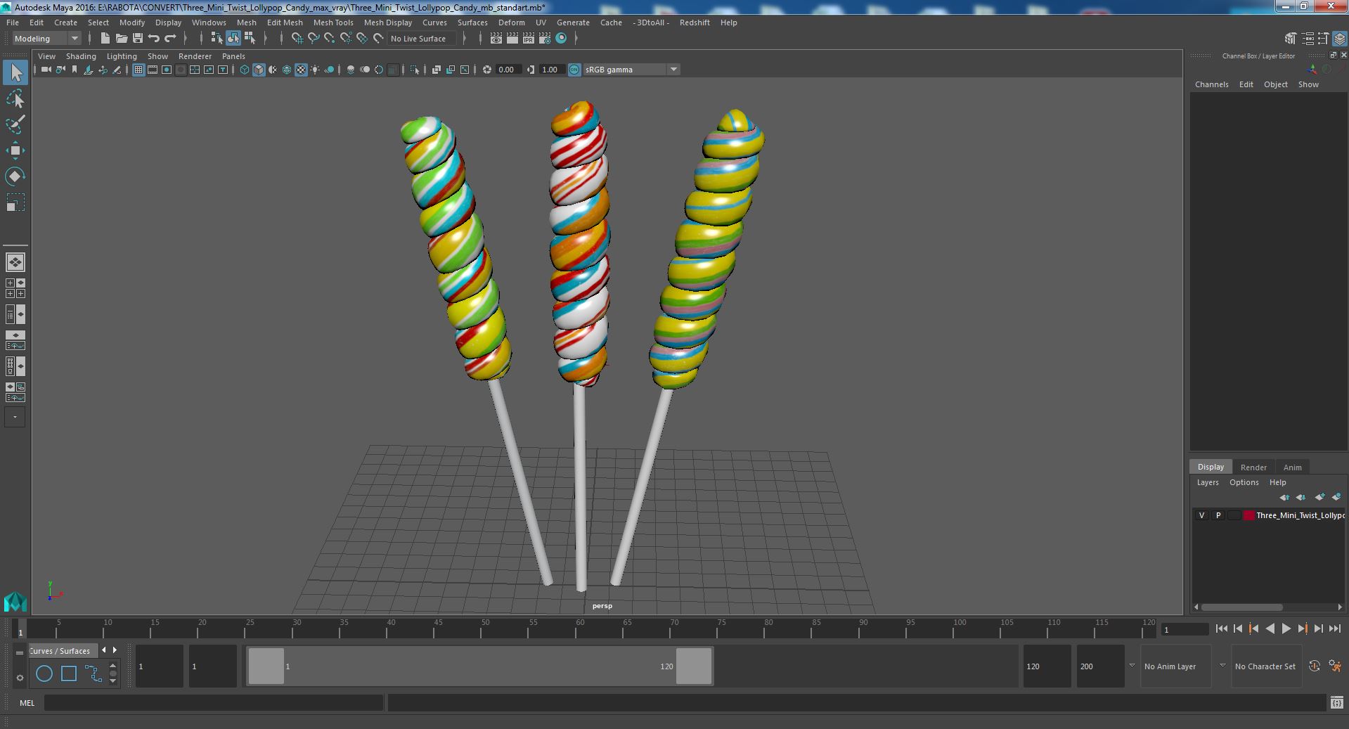 3D Three Mini Twist Lollypop Candy