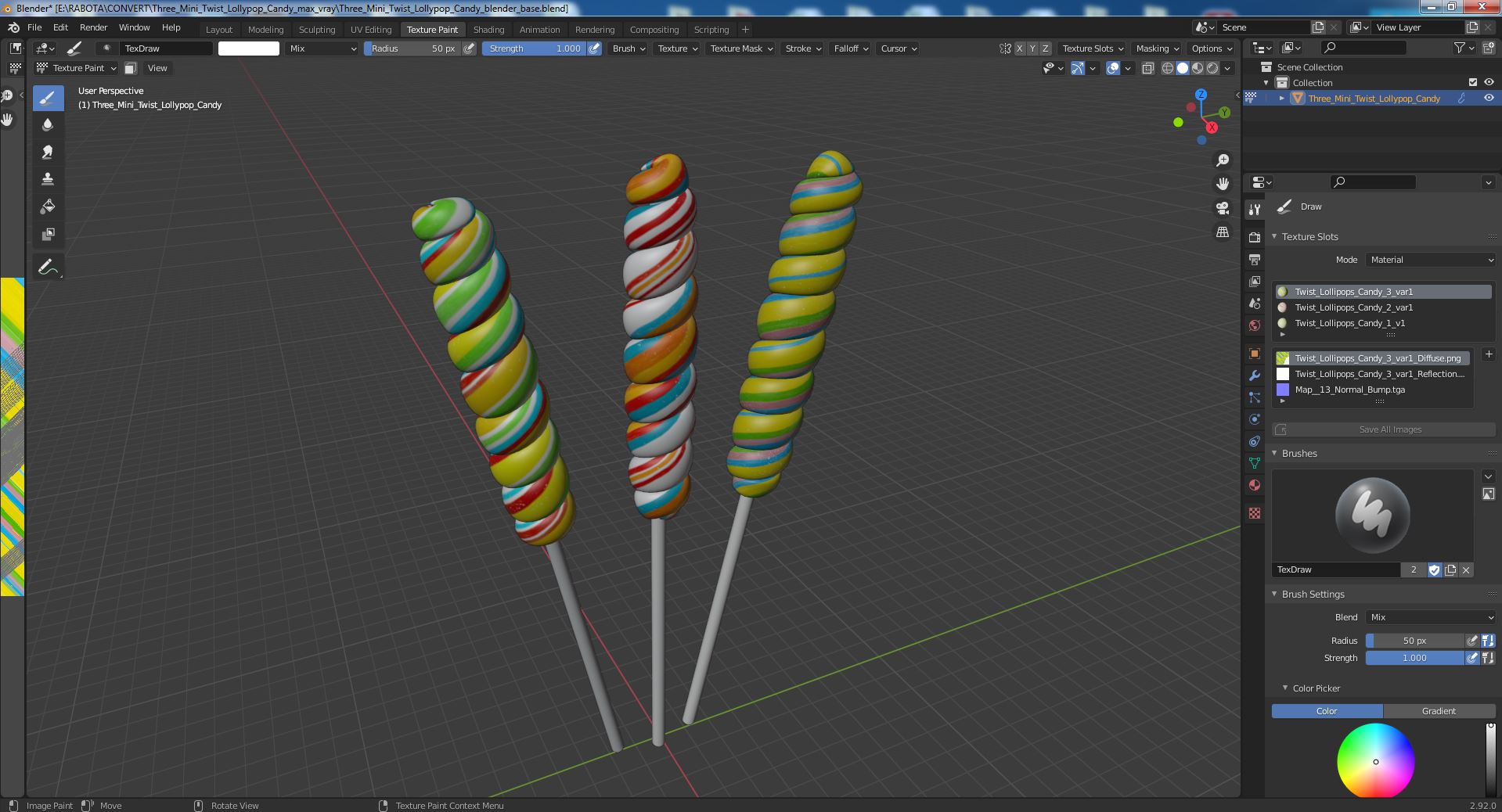 3D Three Mini Twist Lollypop Candy