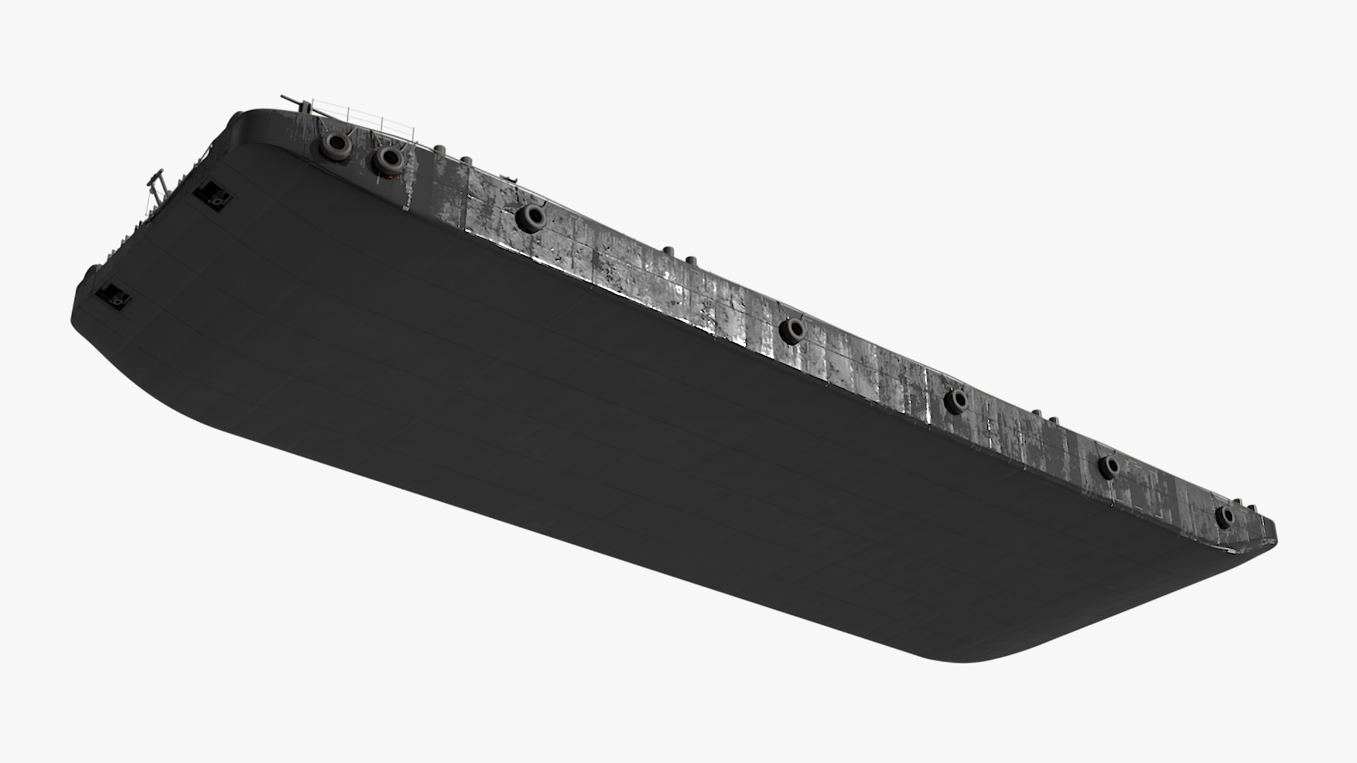 3D model Industrial Flat Deck Barge on Water