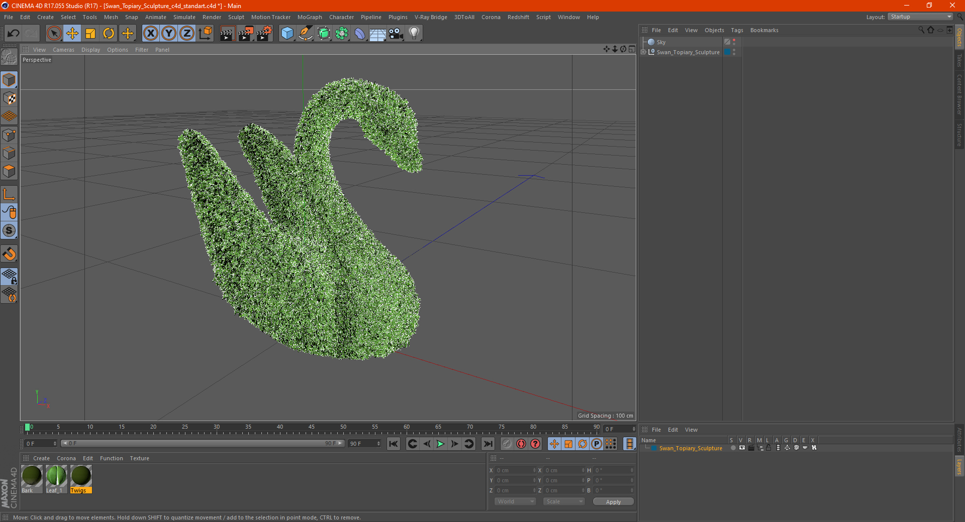 Swan Topiary Sculpture 3D