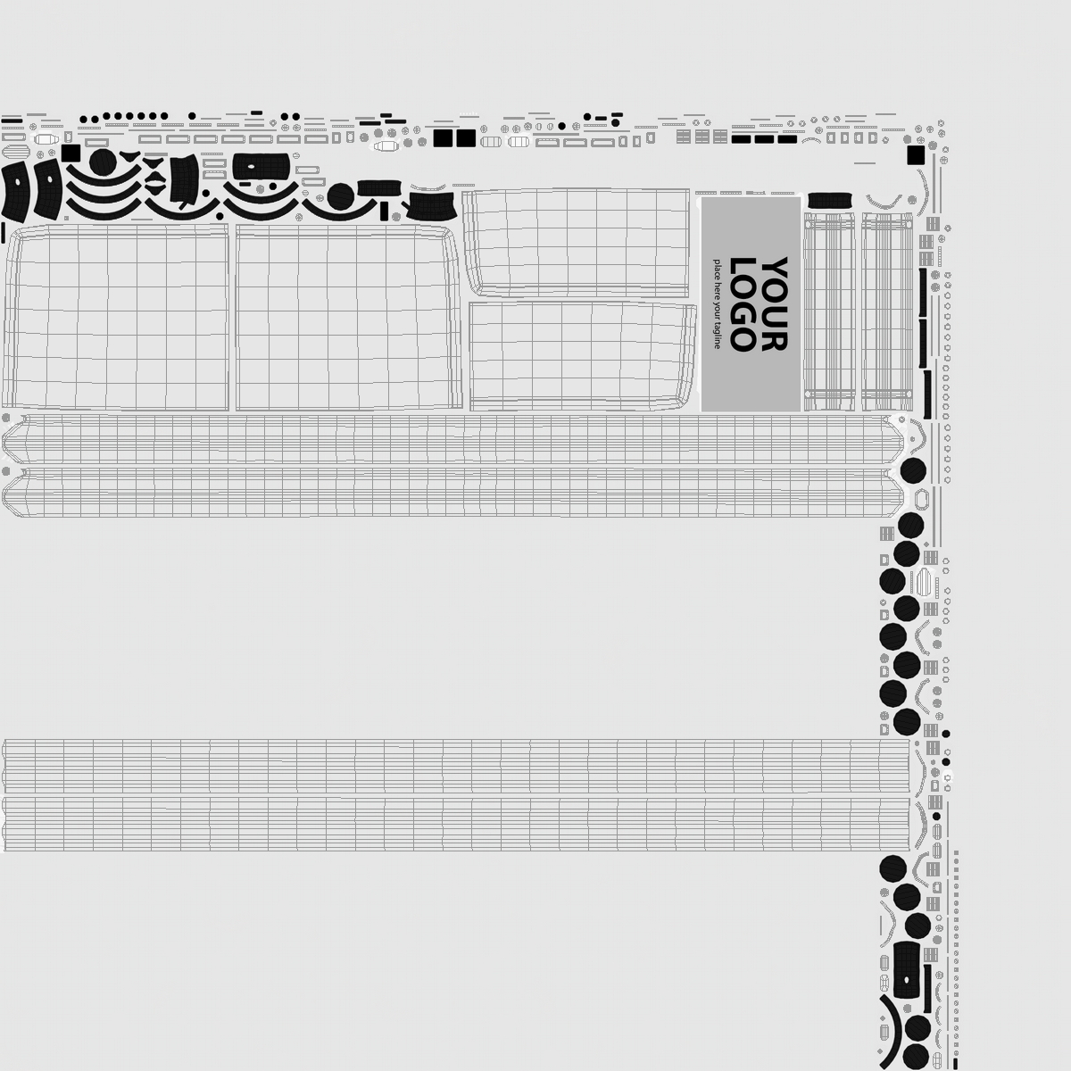 White Magazine Display Mockup with Magazines 3D model