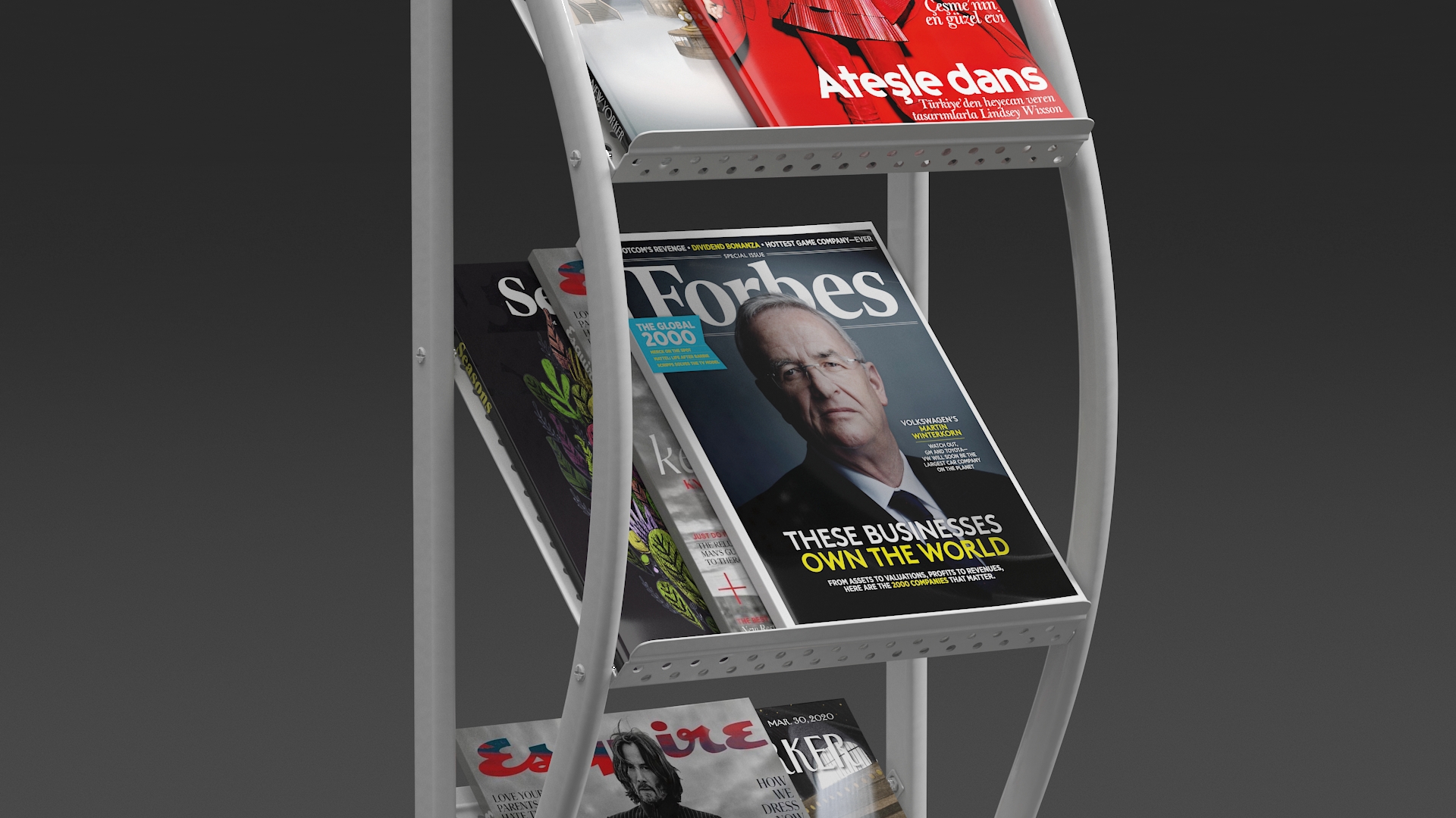 White Magazine Display Mockup with Magazines 3D model