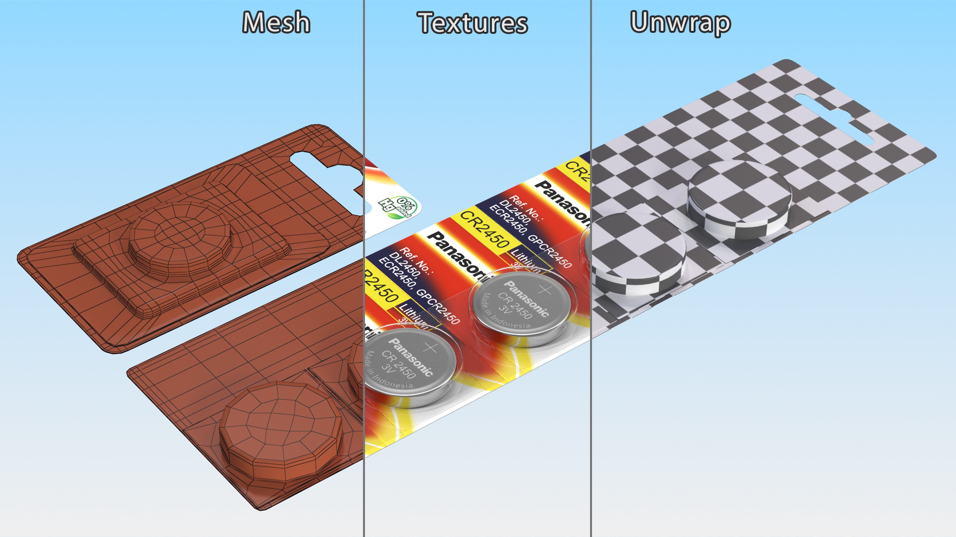 3D model Panasonic CR2450 Coin Battery Blister Package