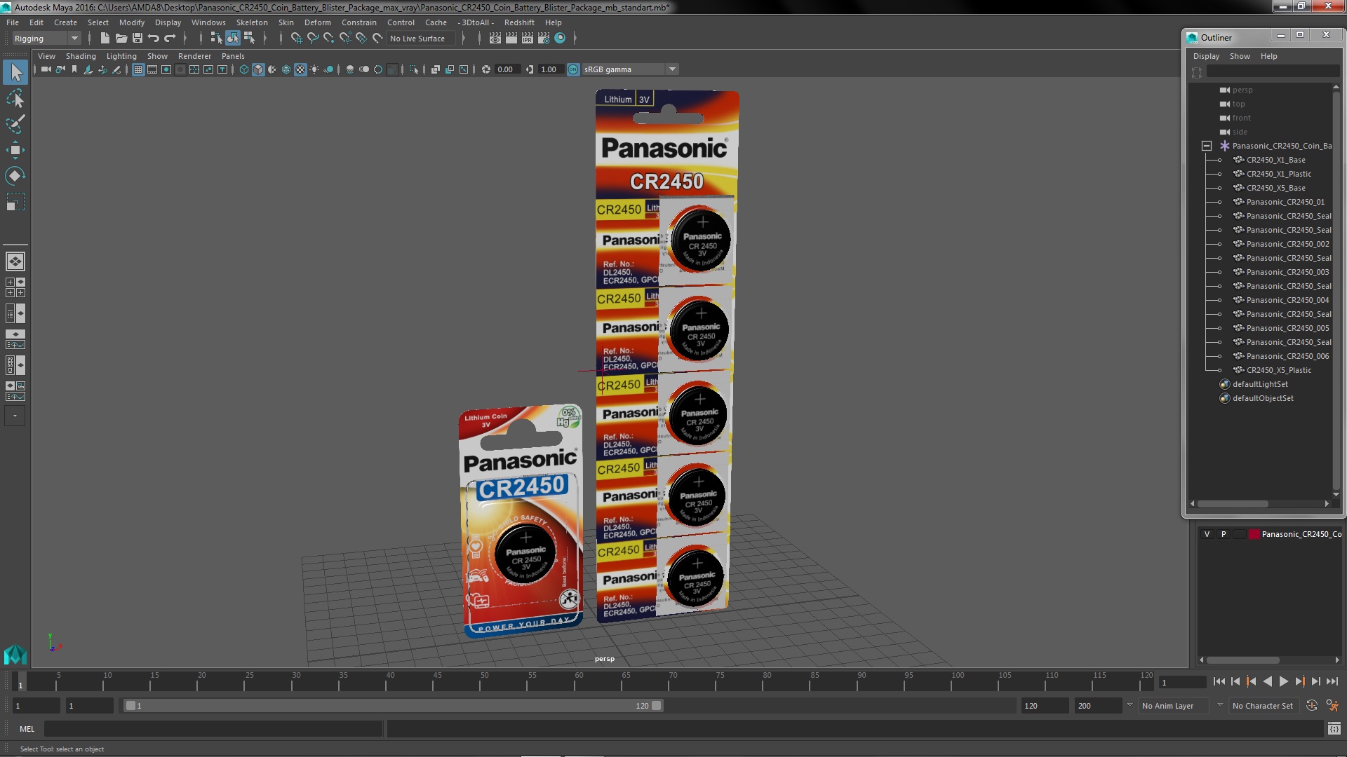 3D model Panasonic CR2450 Coin Battery Blister Package