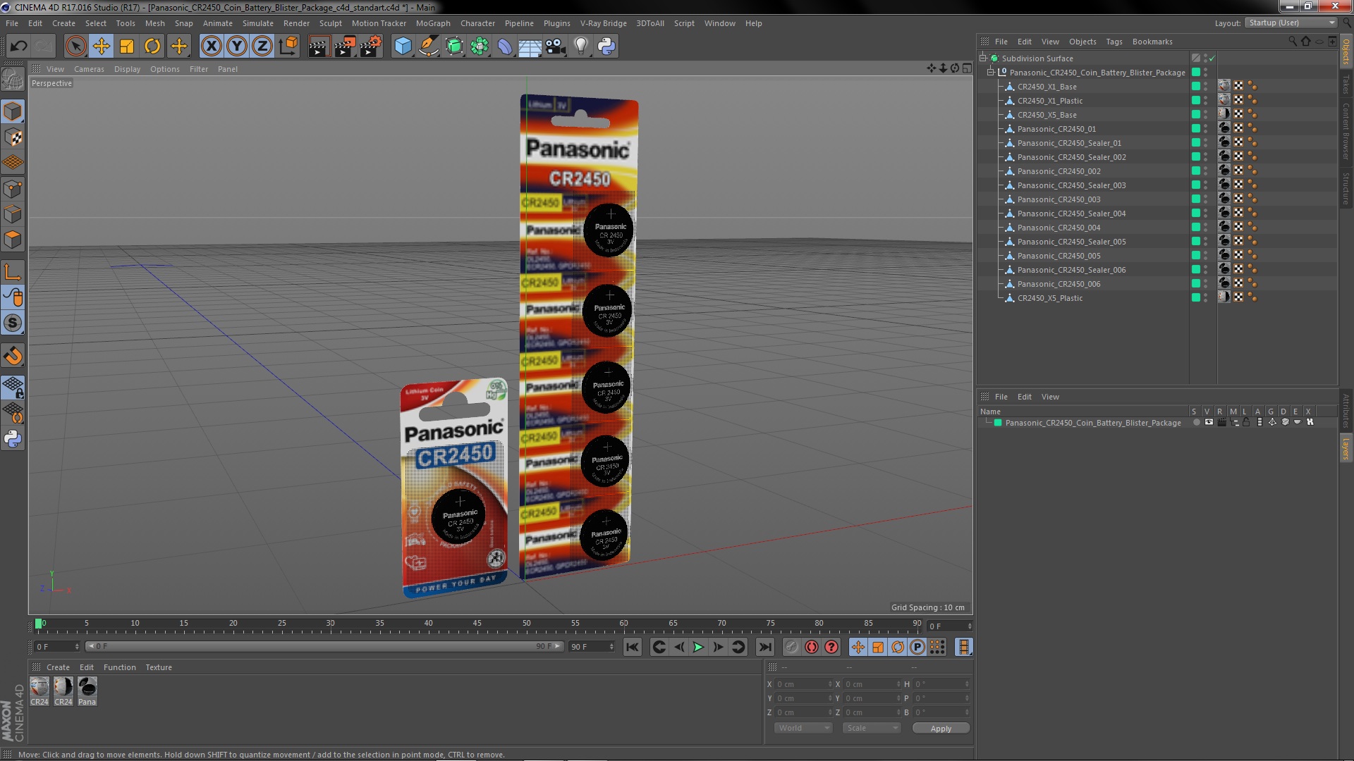 3D model Panasonic CR2450 Coin Battery Blister Package