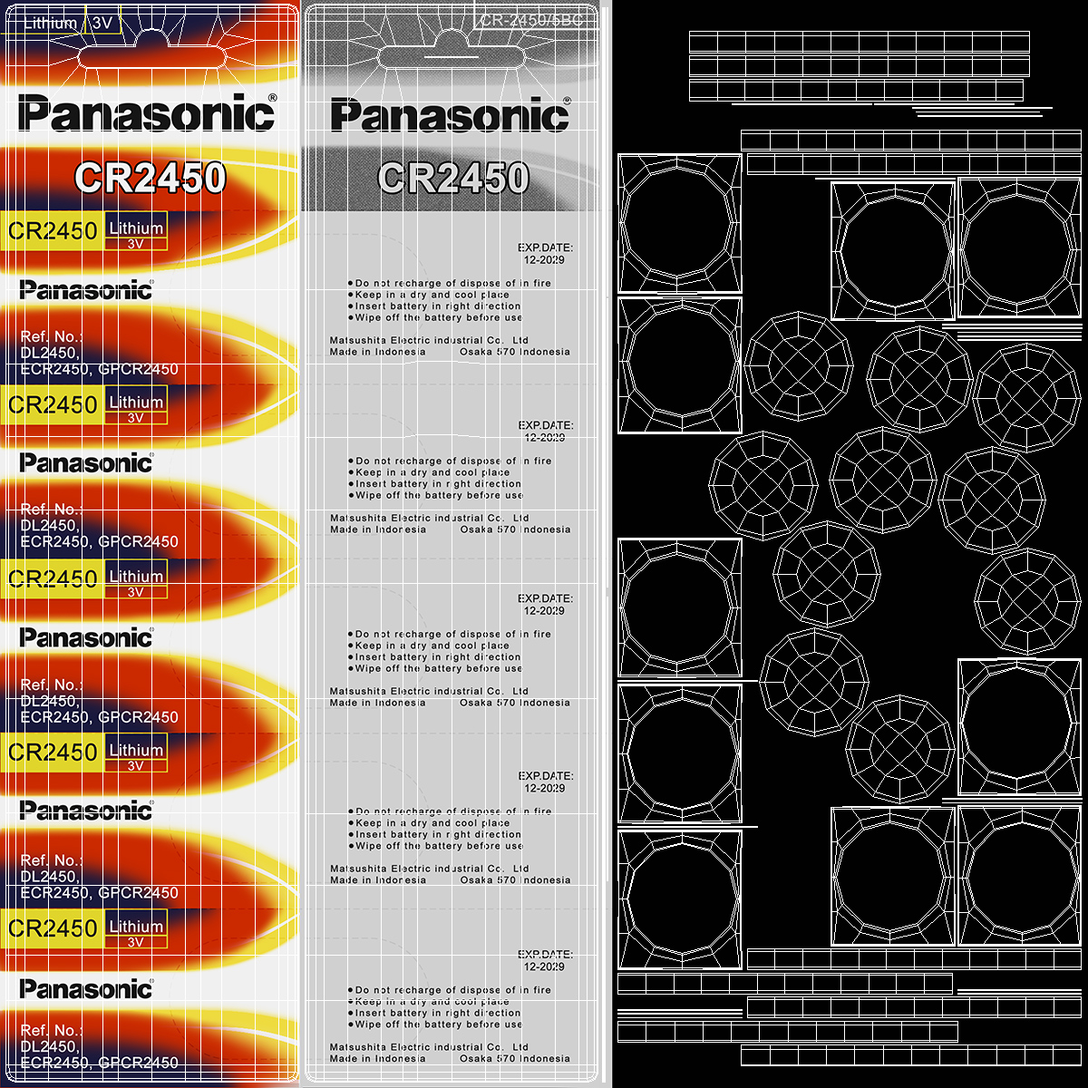 3D model Panasonic CR2450 Coin Battery Blister Package
