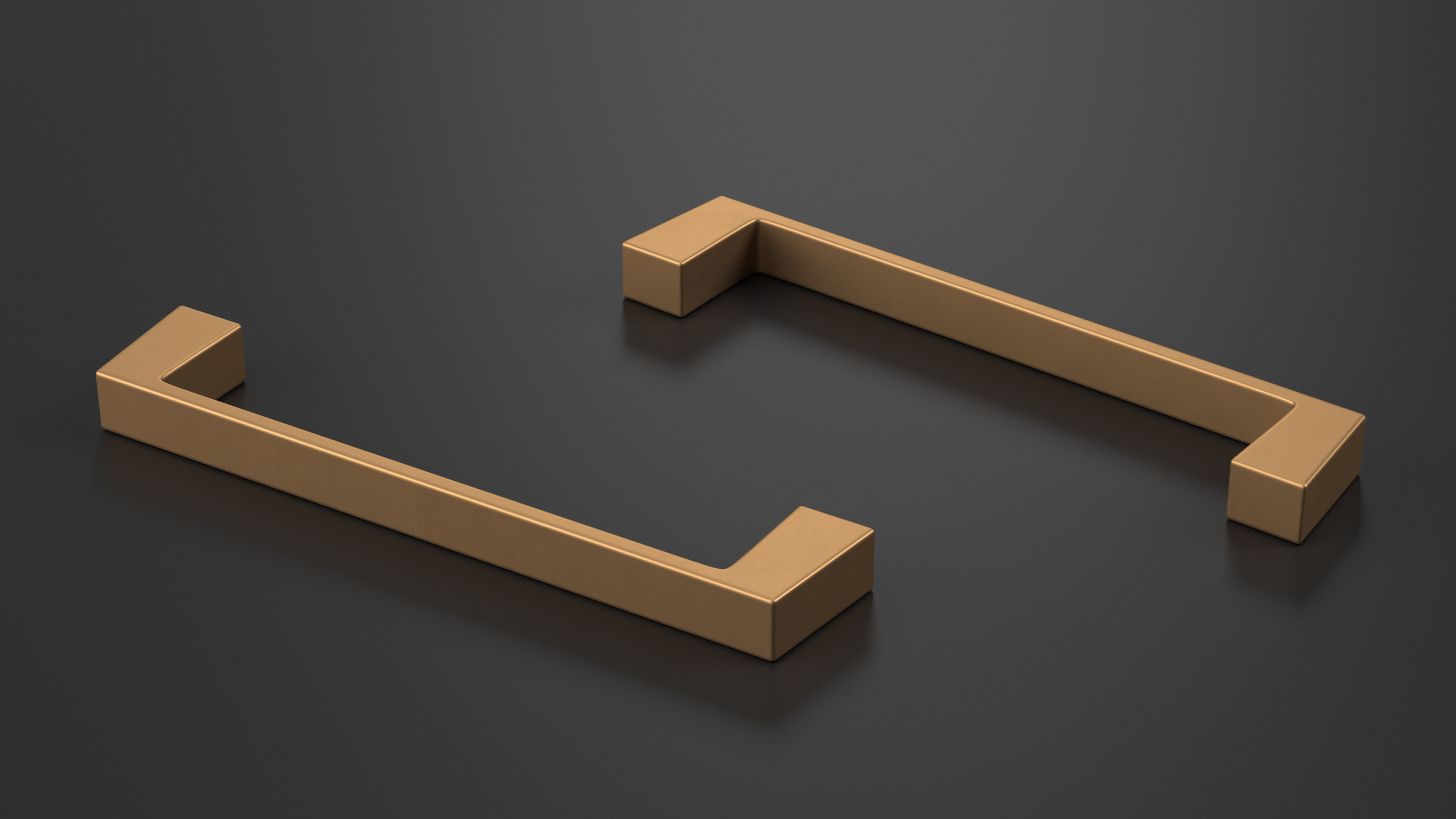 Kitchen Cabinet Handle Flat Fronted Bronze 3D