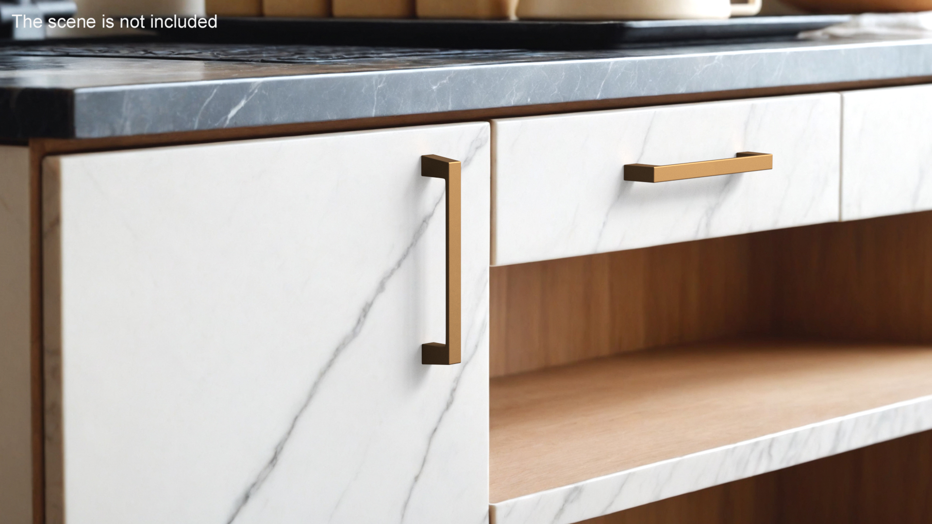 Kitchen Cabinet Handle Flat Fronted Bronze 3D