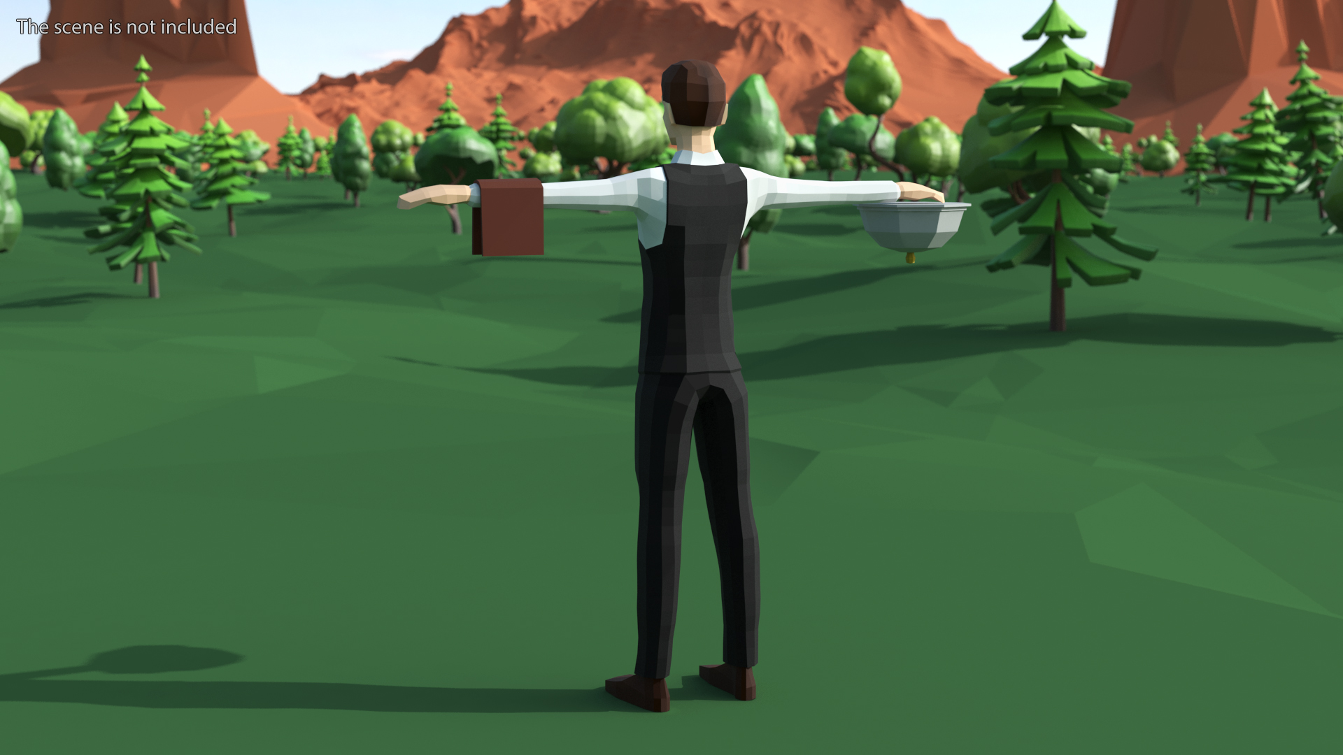 3D Waiter Low Poly Rigged for Maya