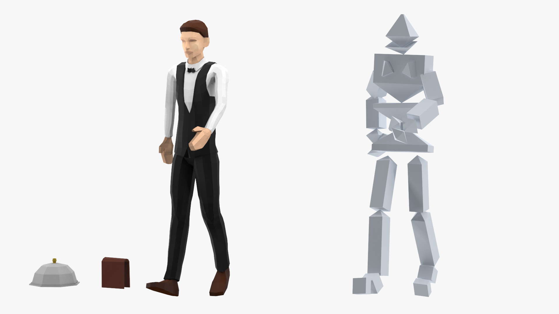 3D Waiter Low Poly Rigged for Maya