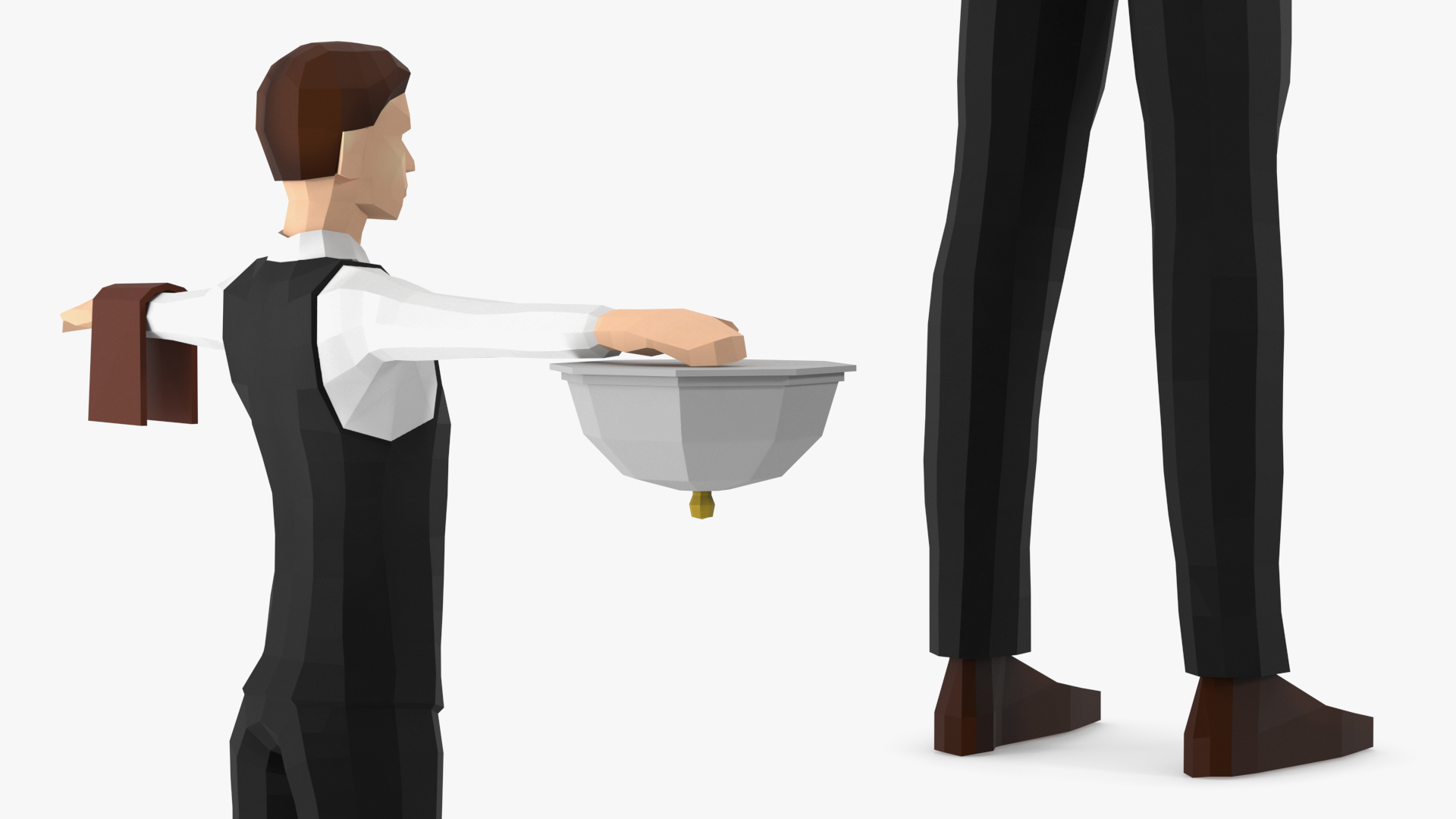 3D Waiter Low Poly Rigged for Maya