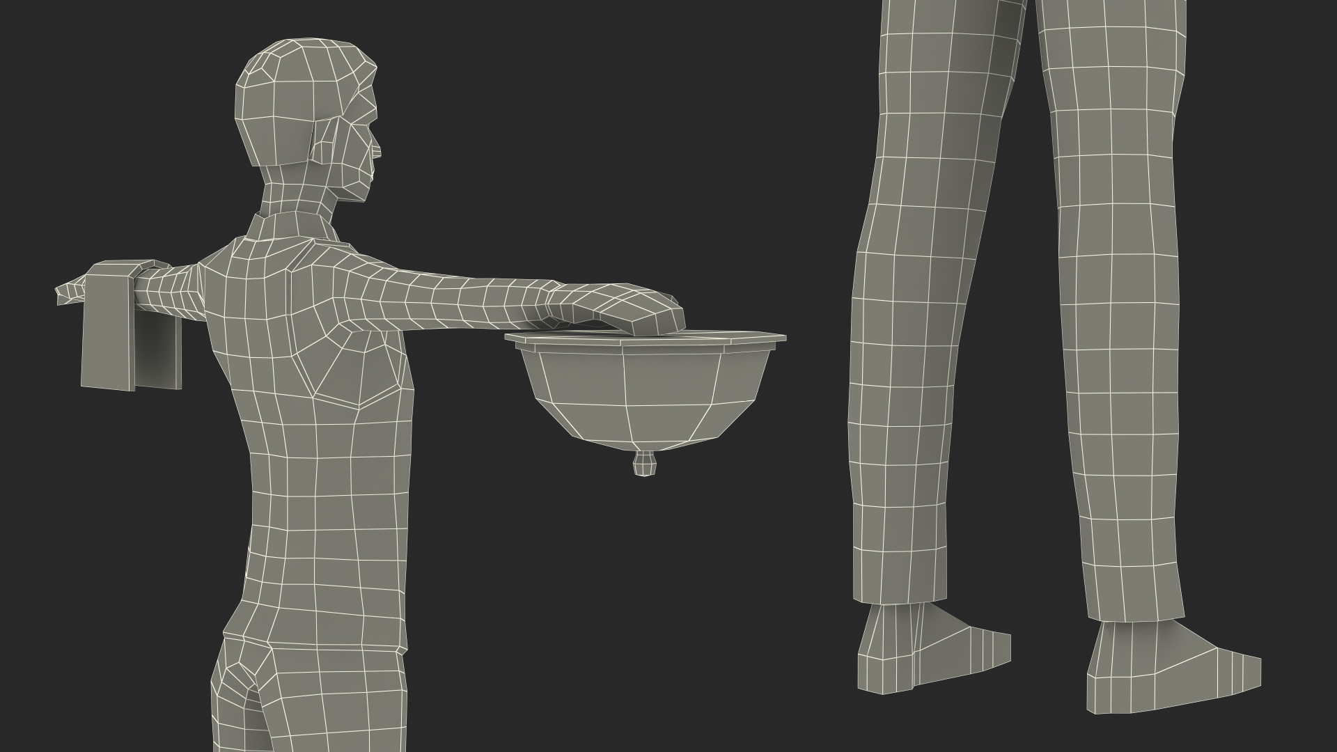 3D Waiter Low Poly Rigged for Maya