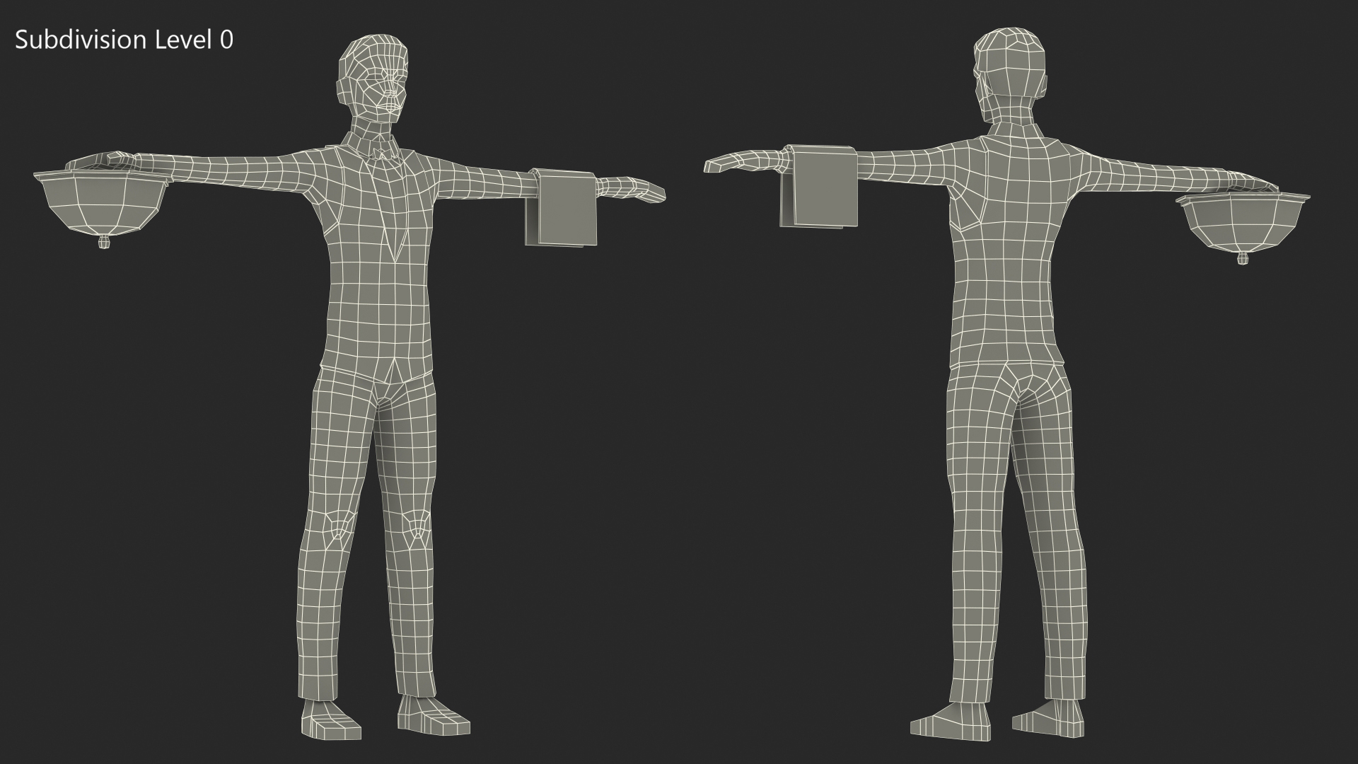 3D Waiter Low Poly Rigged for Maya