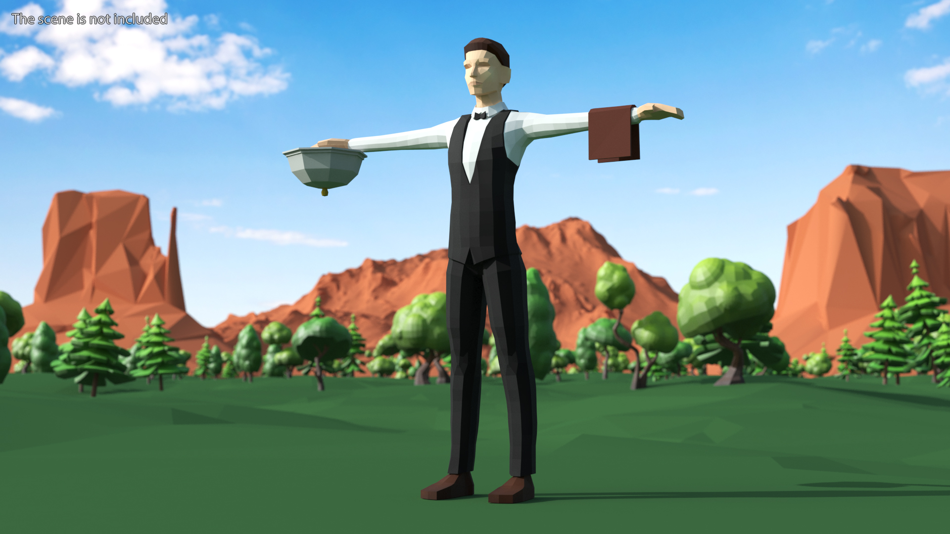 3D Waiter Low Poly Rigged for Maya