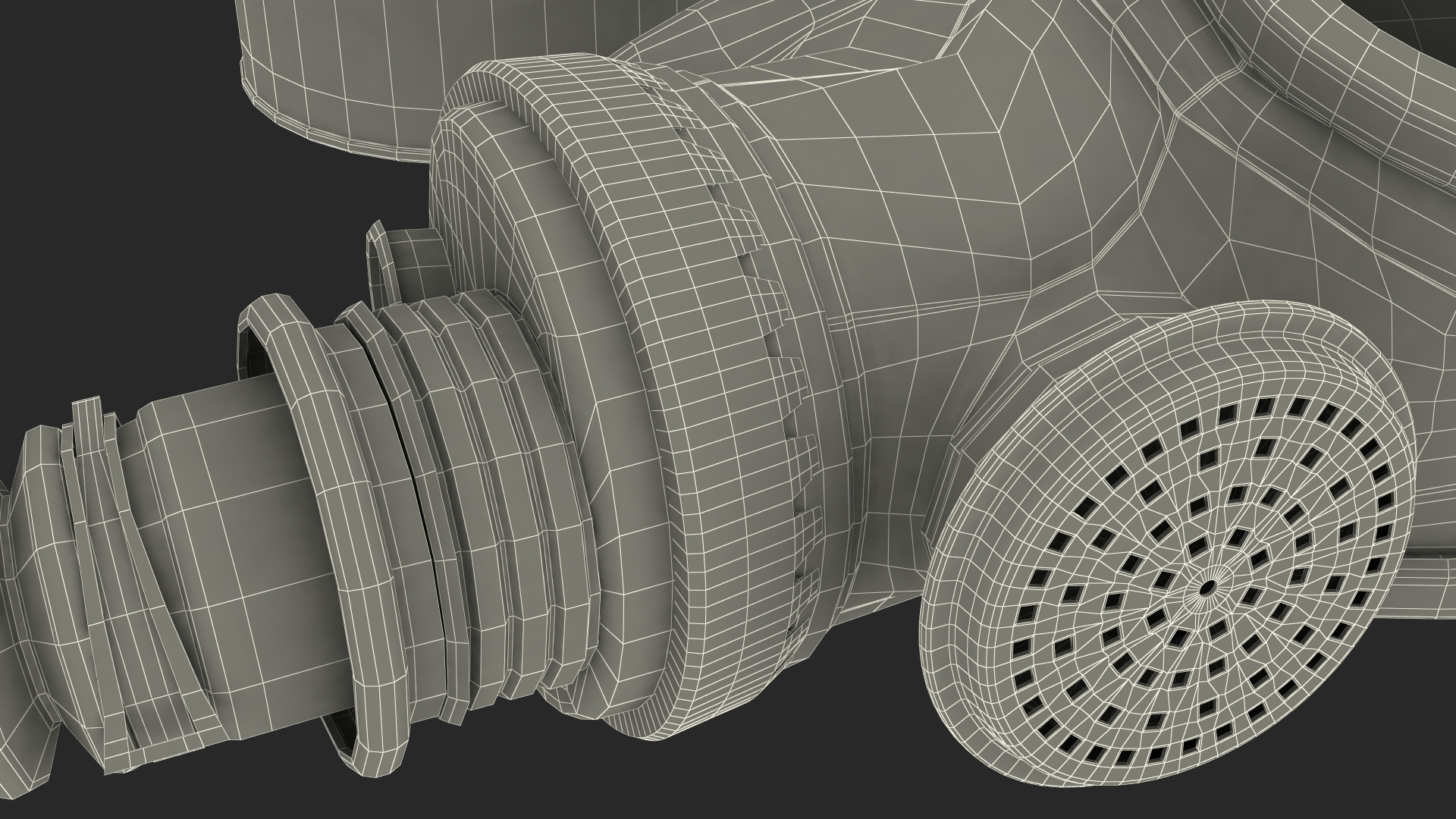3D model Green Gas Mask with Long Hose Lying