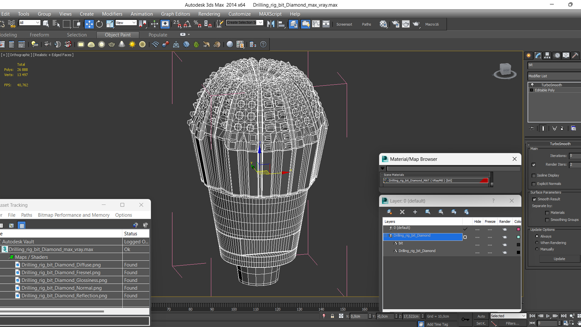 Drilling Rig Bit Diamond 3D model