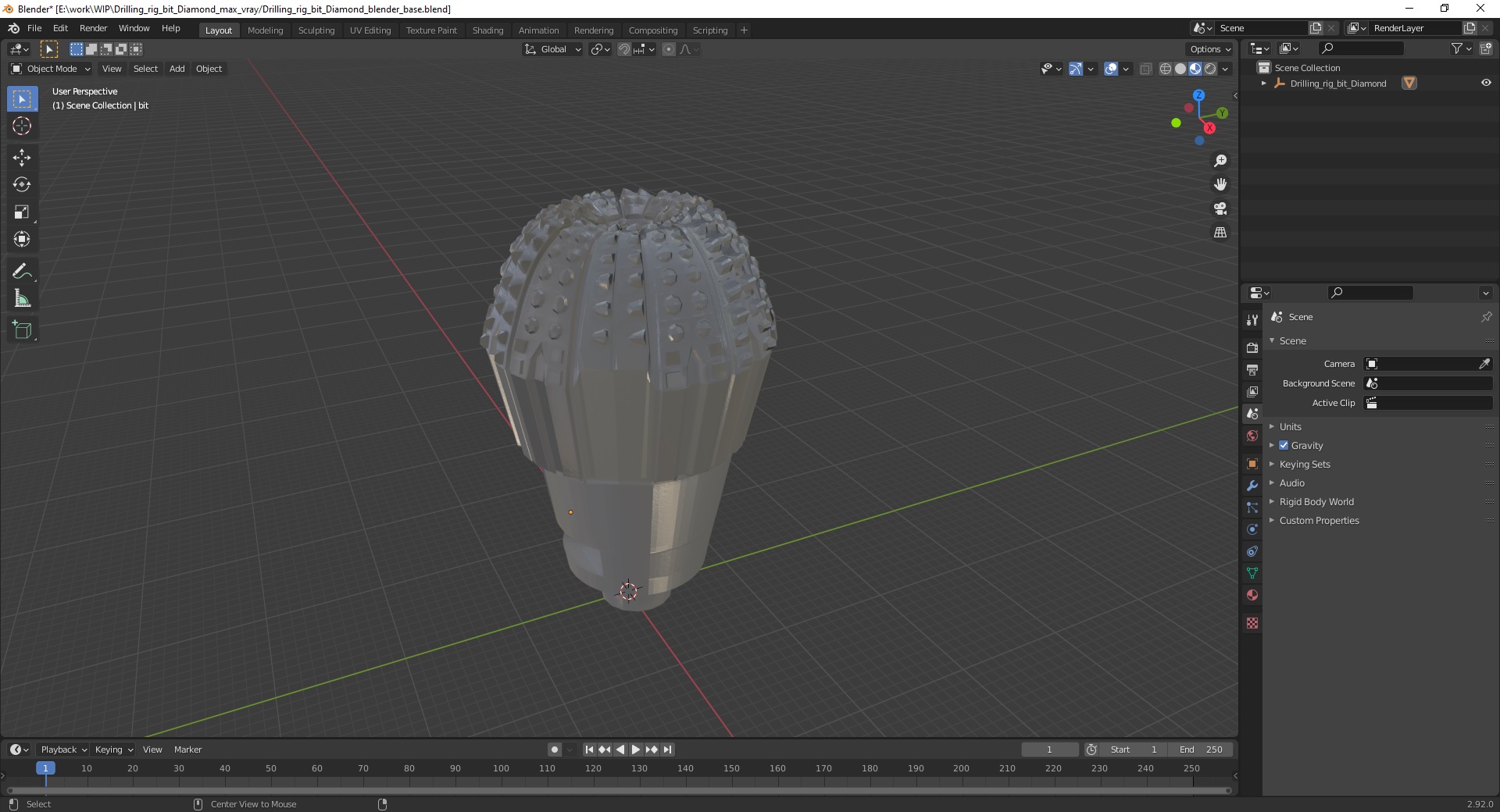 Drilling Rig Bit Diamond 3D model