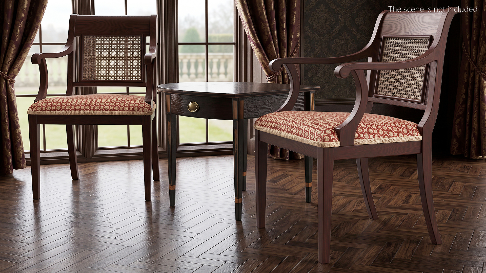 Oval Office Cane Back Wooden Chair Brown - view 3