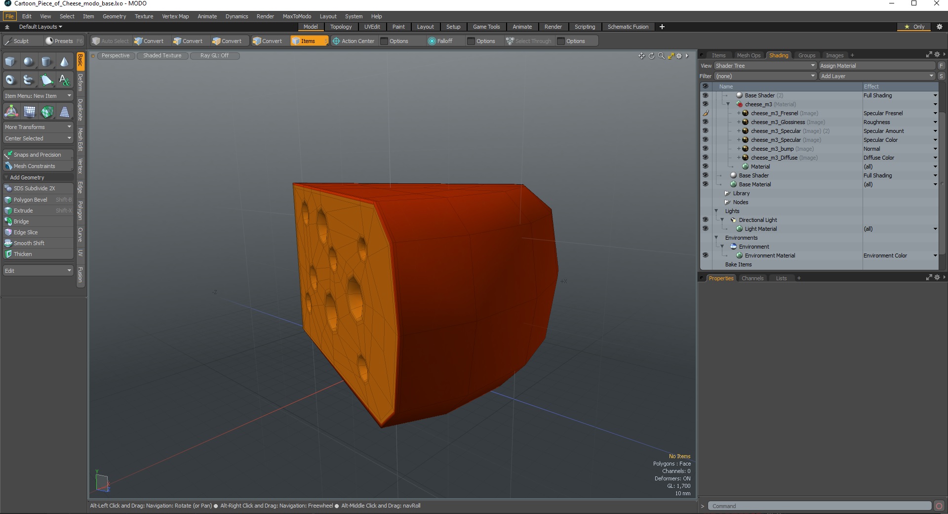 3D Cartoon Piece of Cheese model