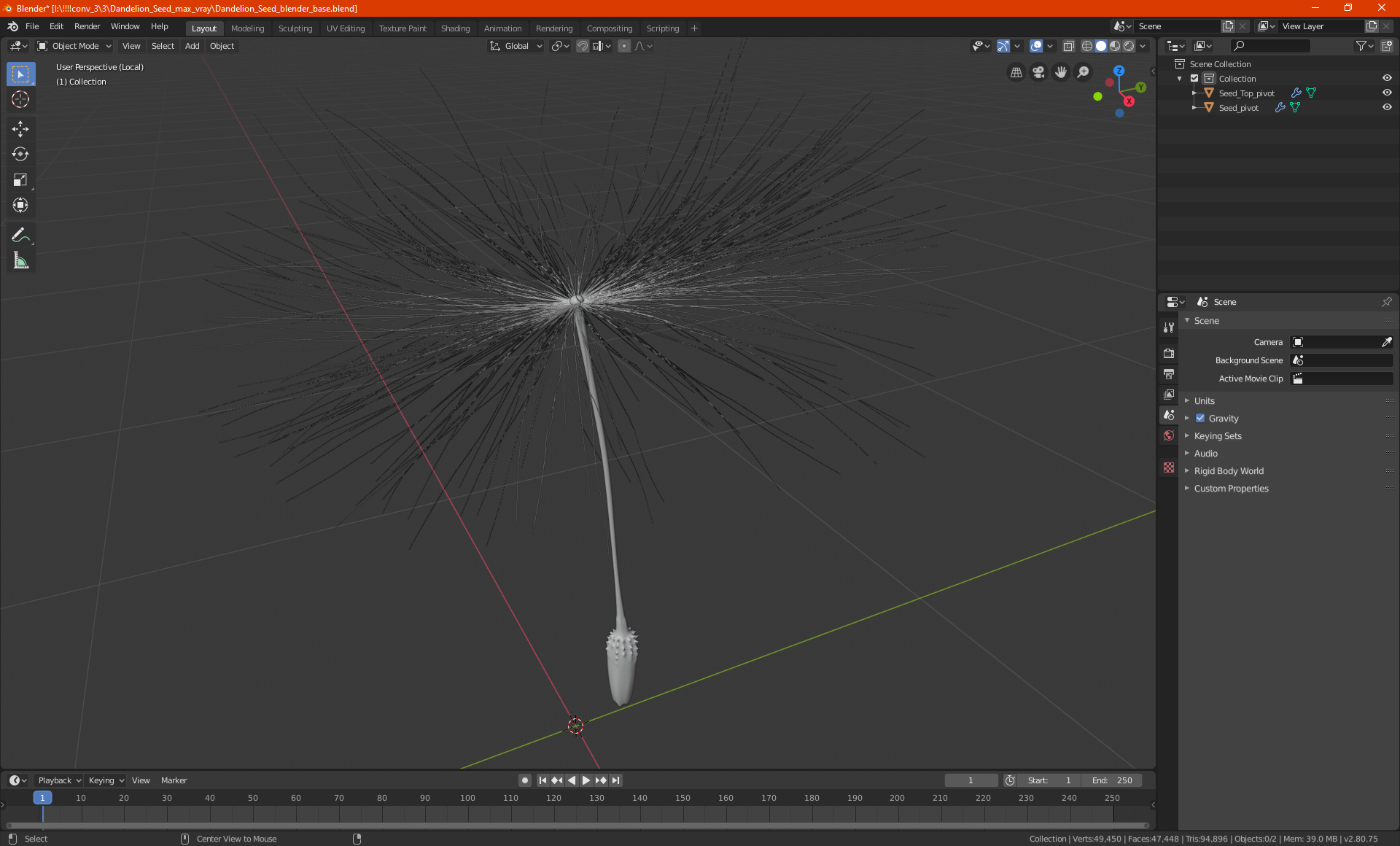 Dandelion Seed 3D model