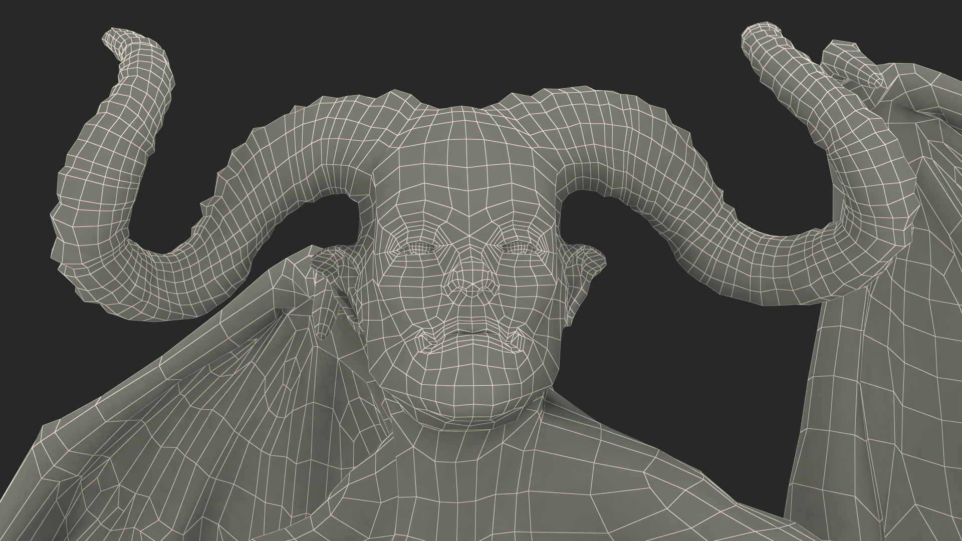 3D Devil Character with Trident Standing Pose Fur