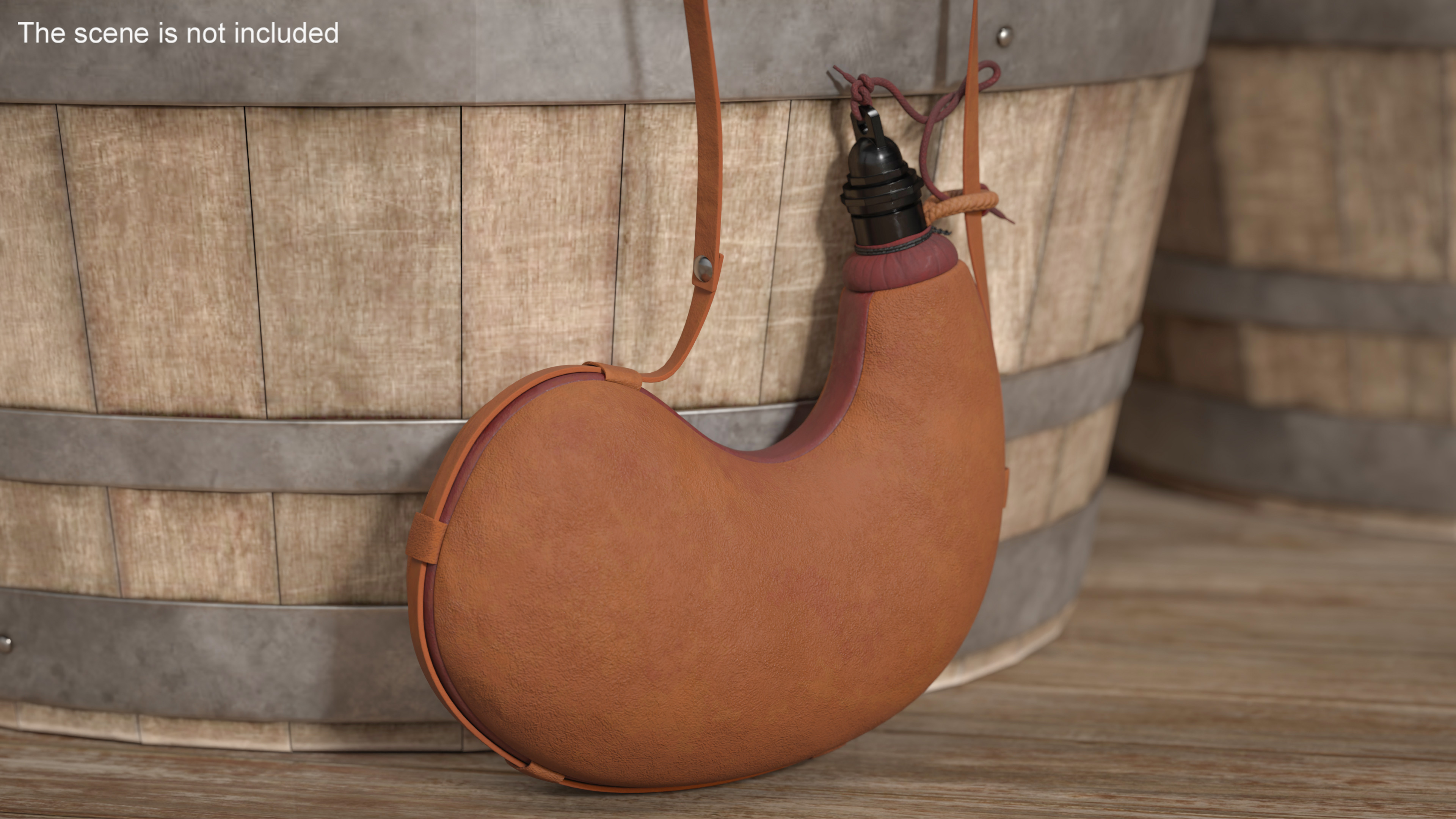 Hanging Curved Wineskin Brown 3D model