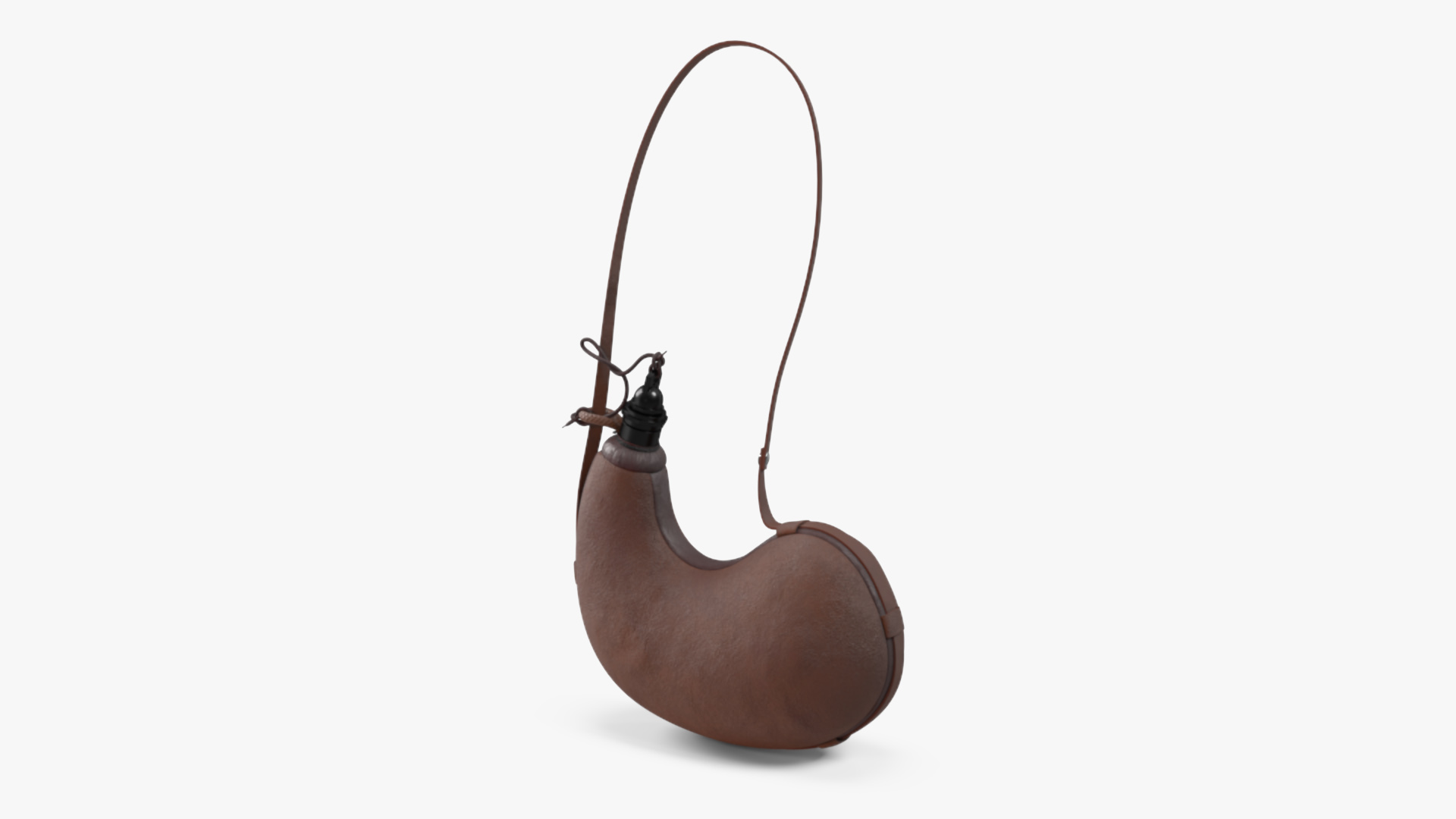 Hanging Curved Wineskin Brown 3D model