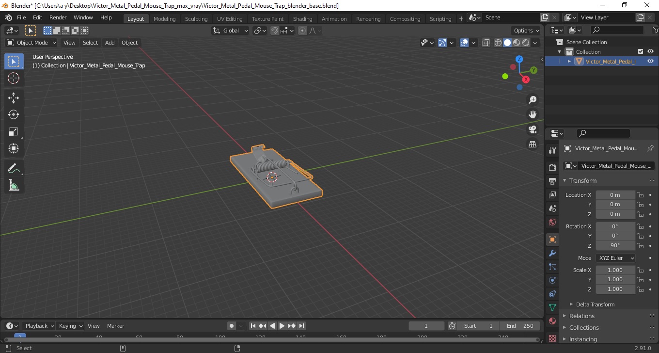 Victor Metal Pedal Mouse Trap 3D model