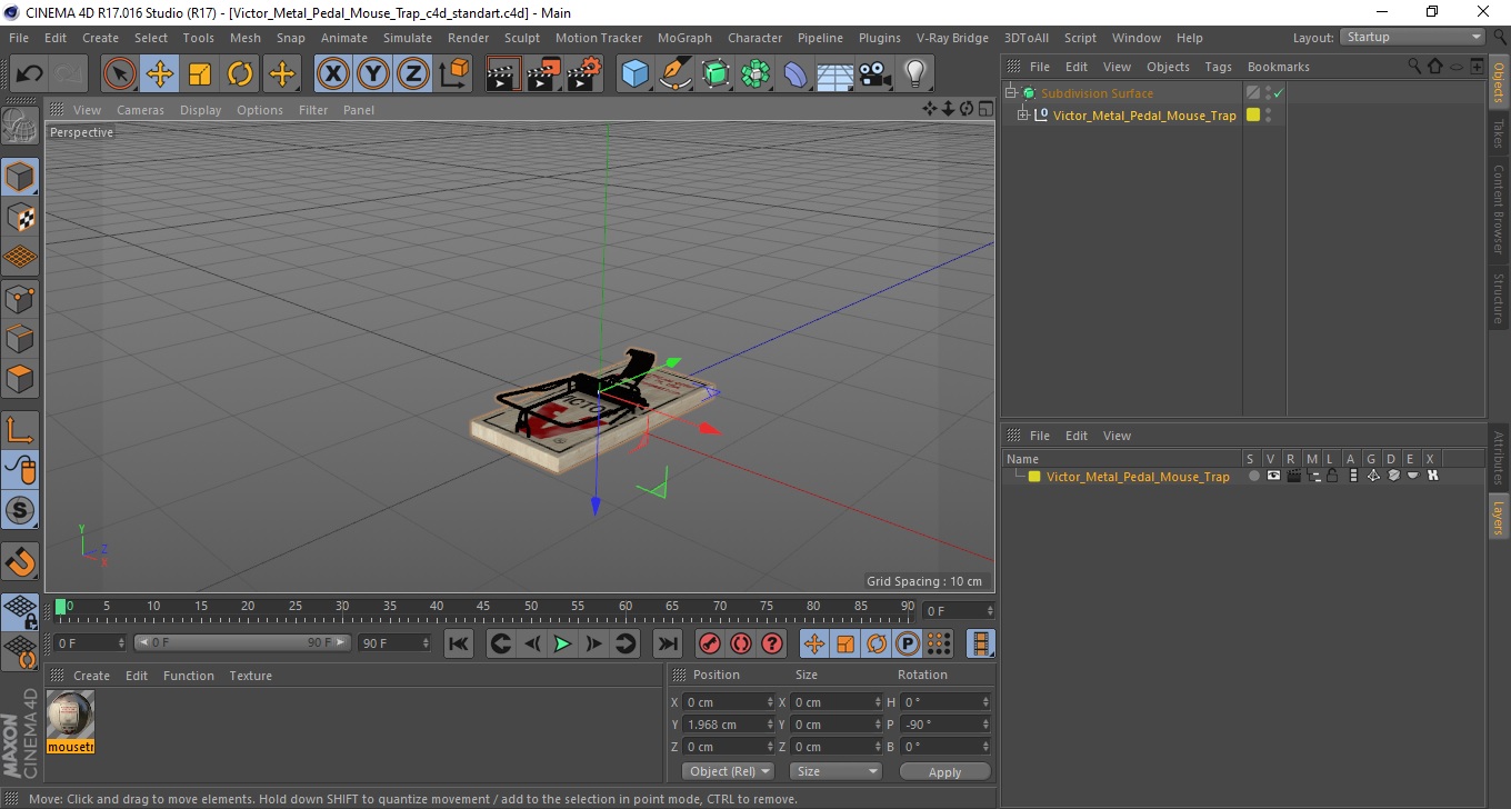 Victor Metal Pedal Mouse Trap 3D model