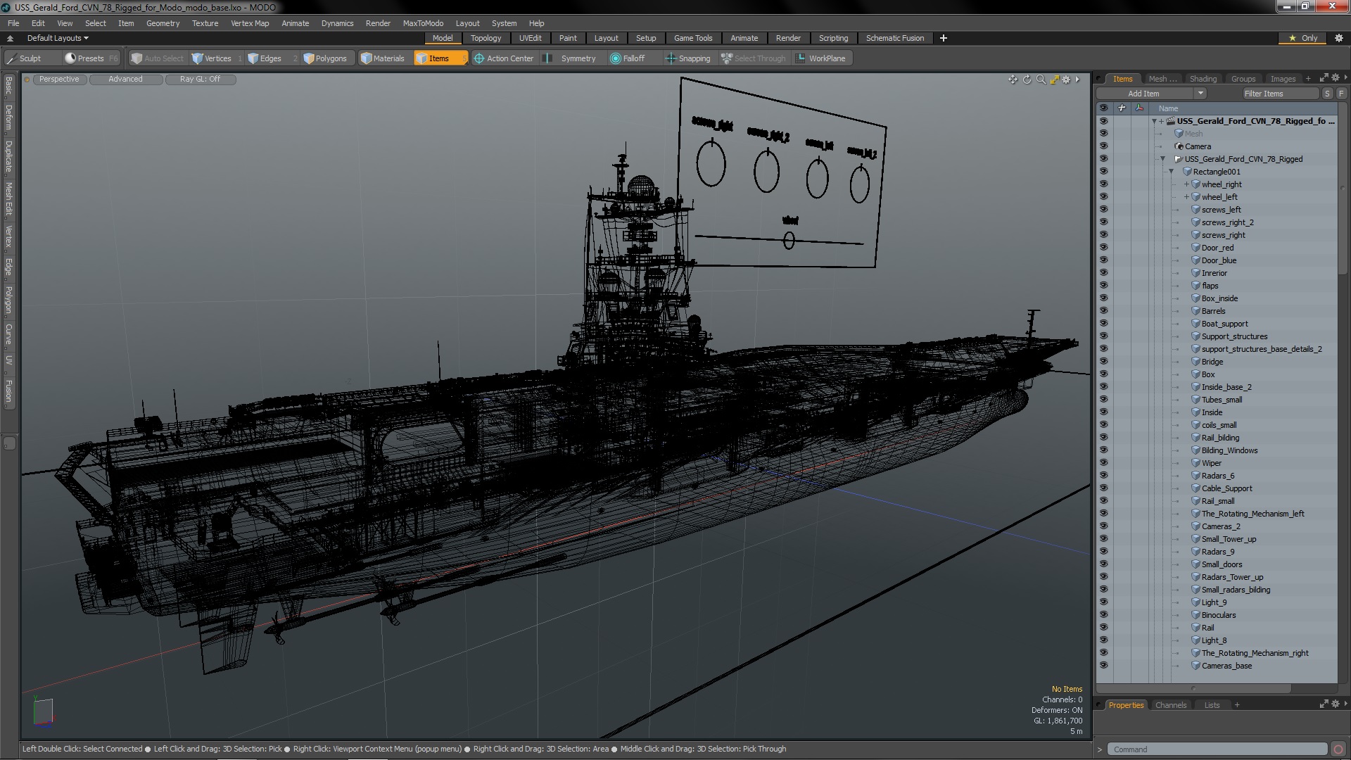 3D USS Gerald Ford CVN 78 Rigged for Modo model