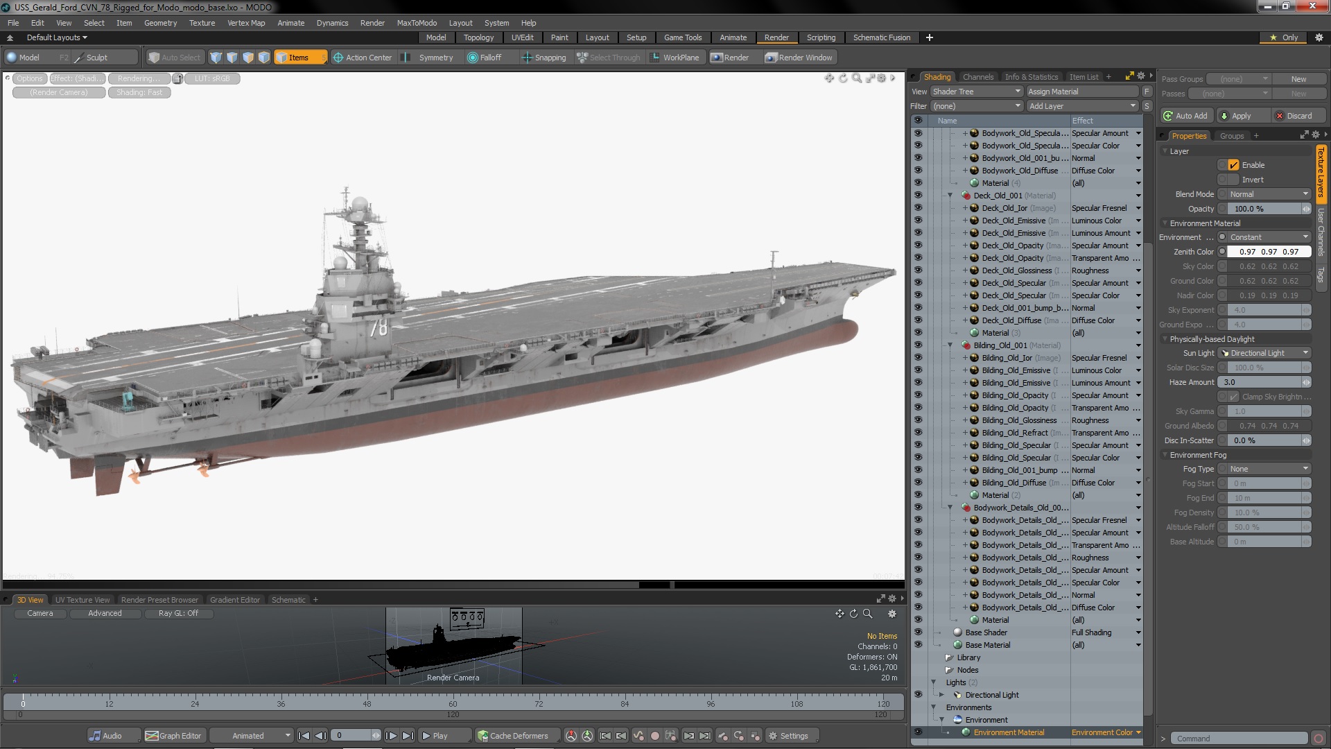 3D USS Gerald Ford CVN 78 Rigged for Modo model