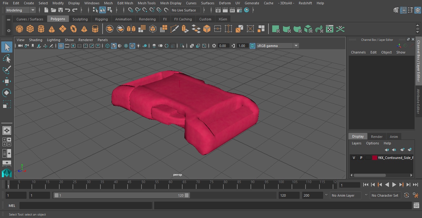 3D model YKK Contoured Side Release Plastic Buckle Red