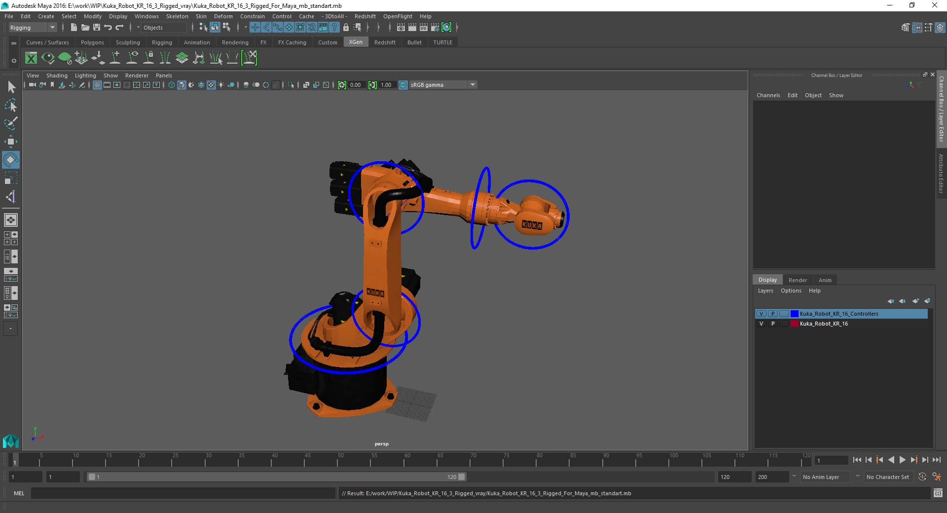 Kuka Robot KR 16 3 Rigged for Maya 3D model