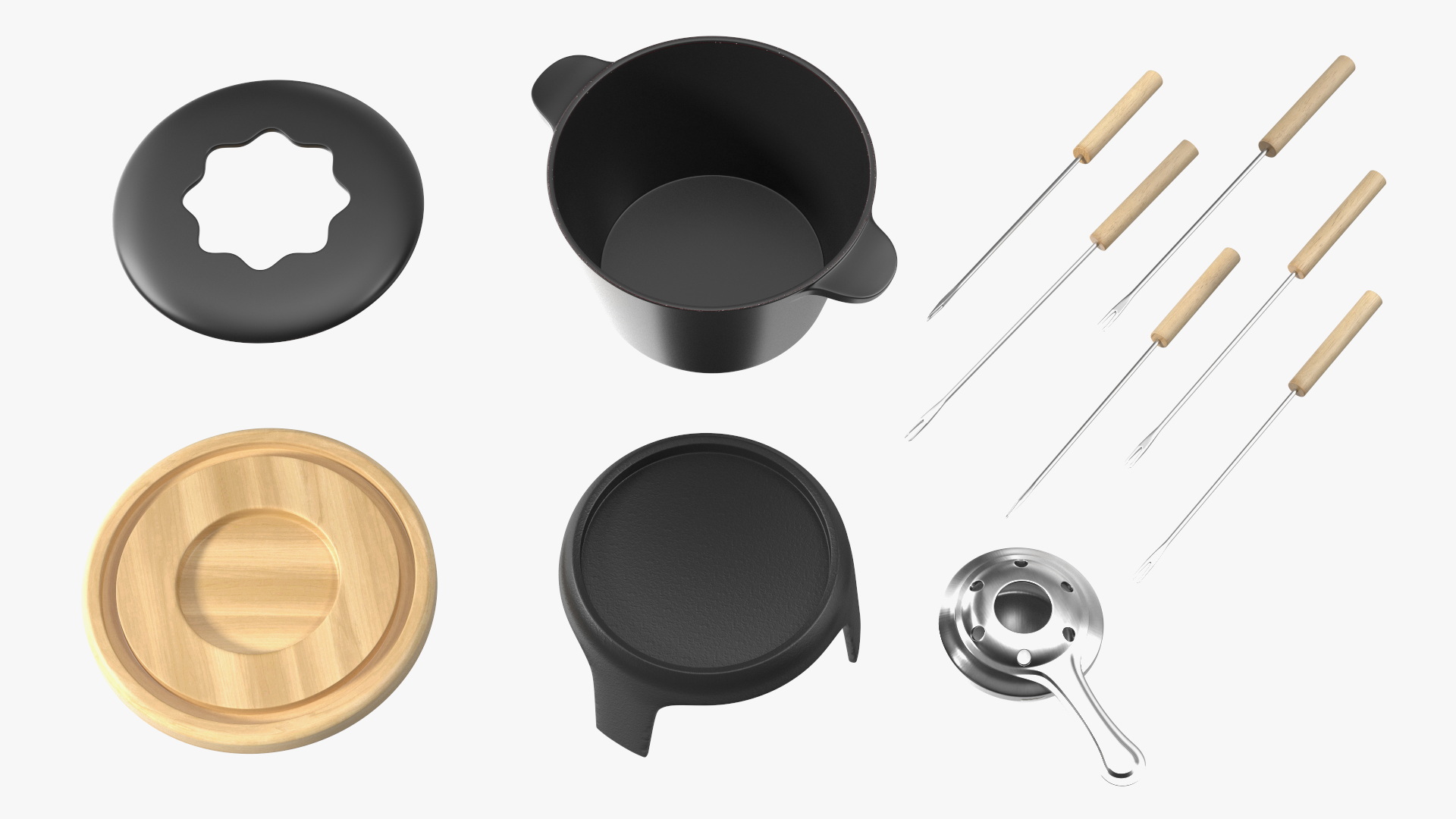 3D Cheese Fondue Set Black model