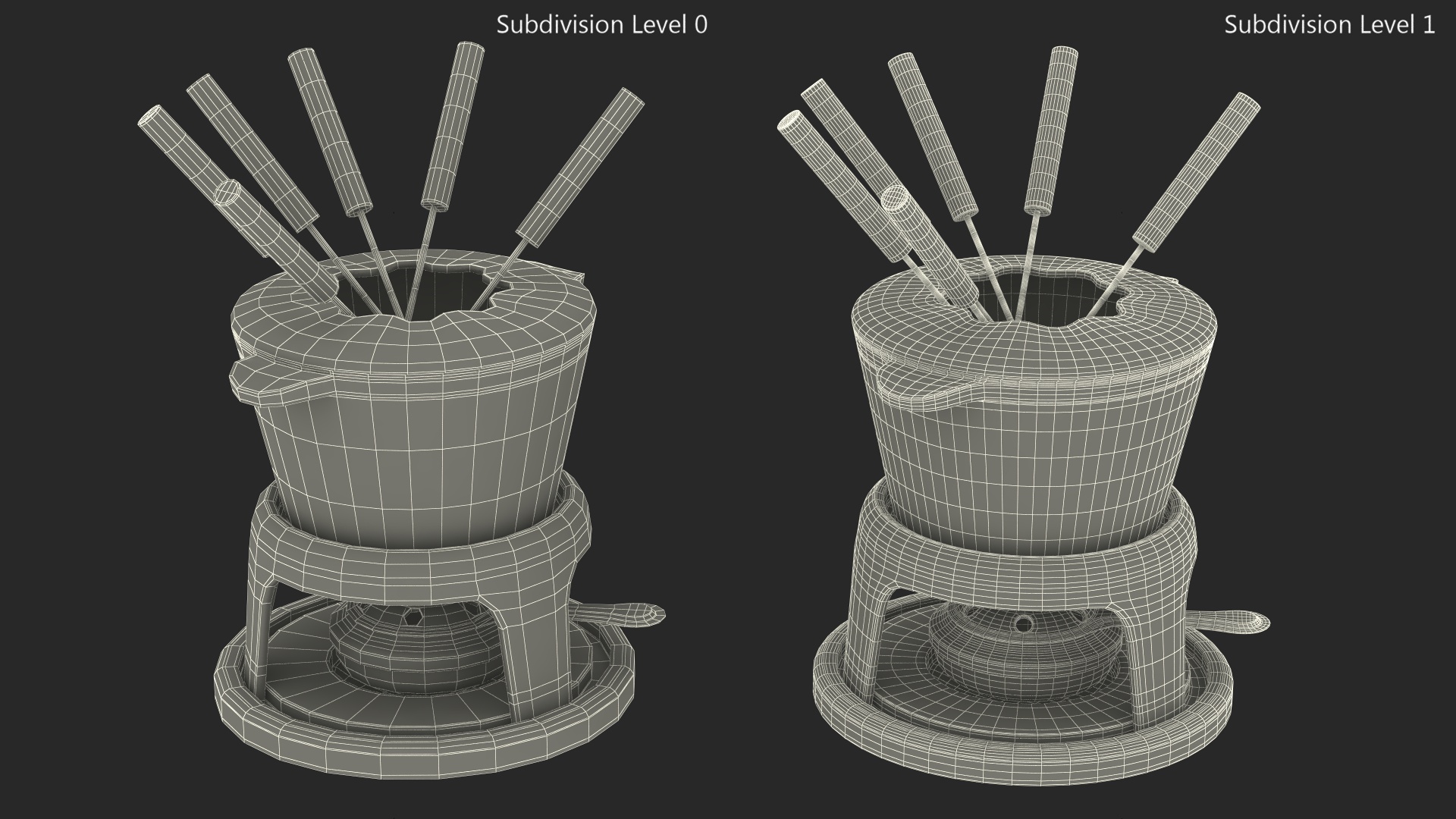 3D Cheese Fondue Set Black model