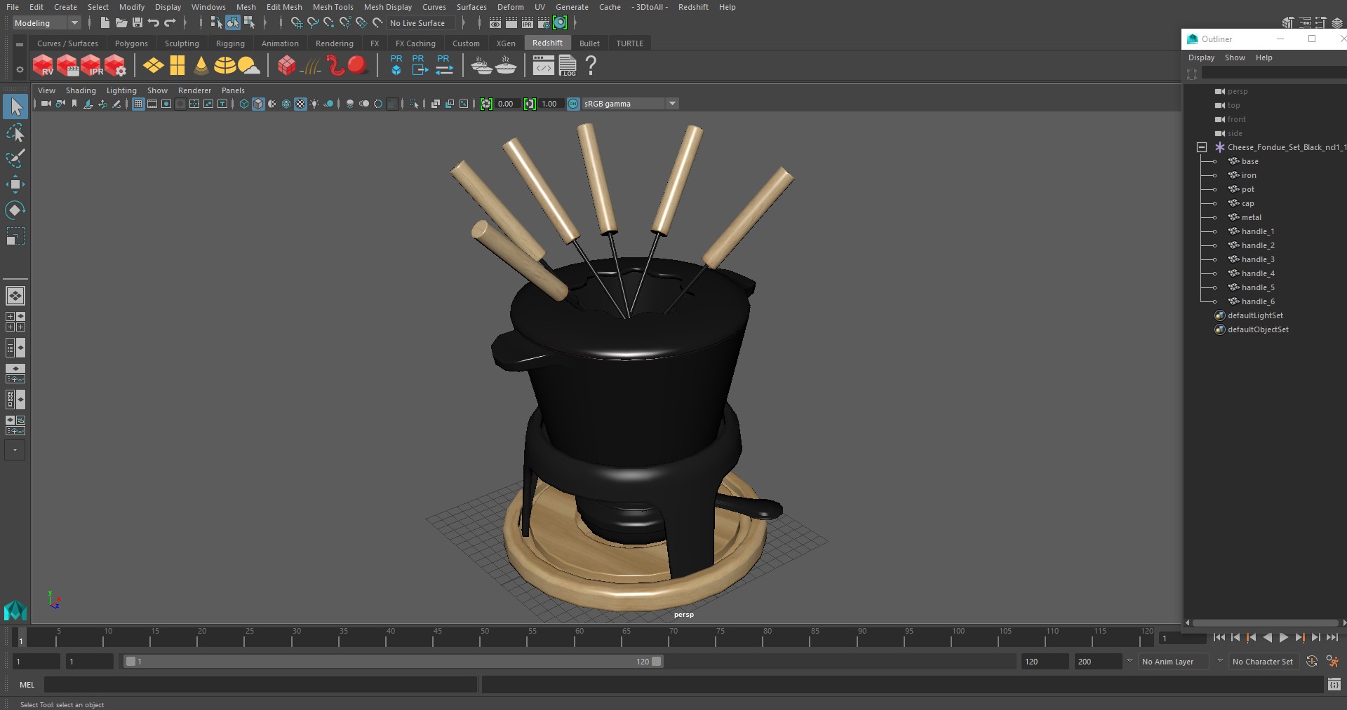 3D Cheese Fondue Set Black model
